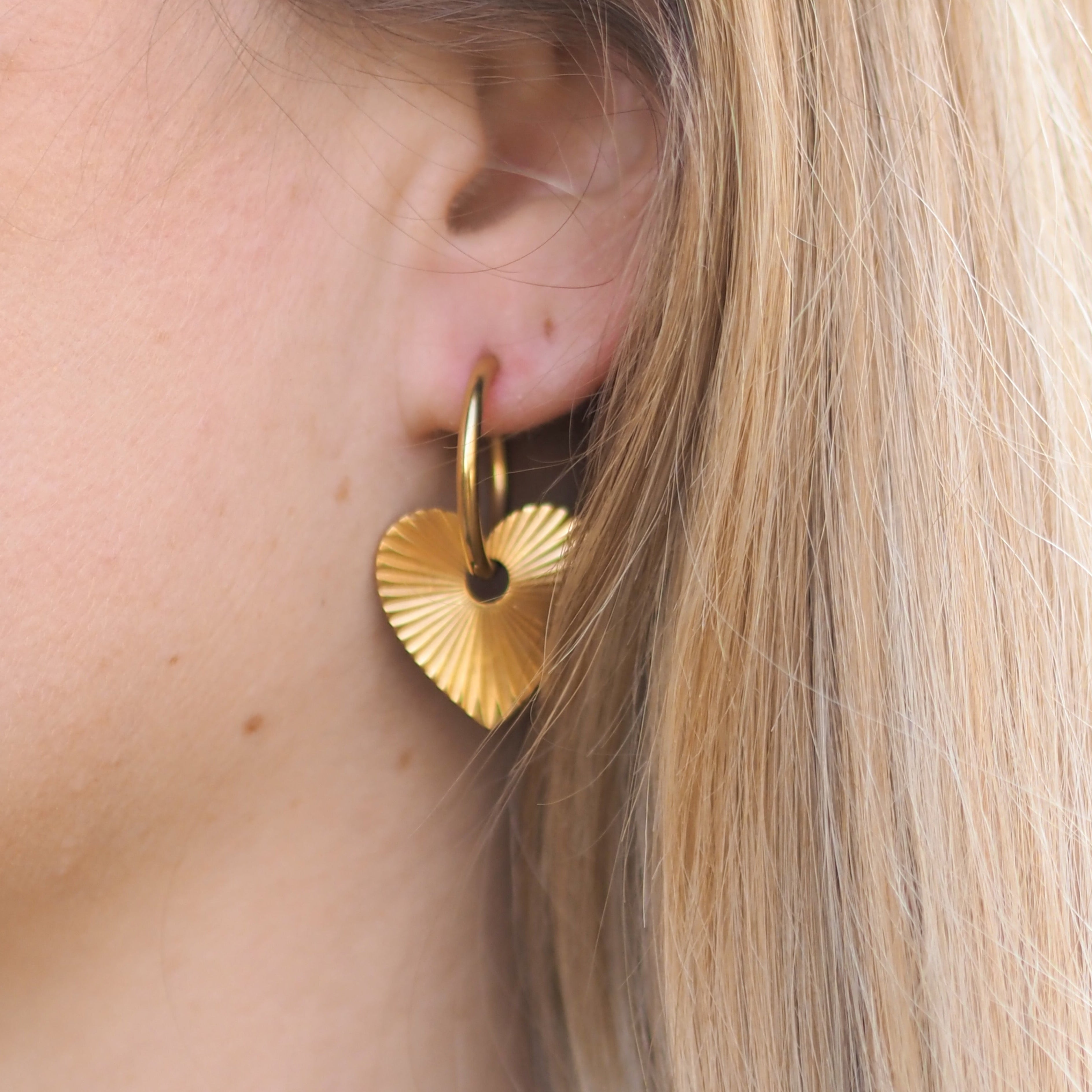 Edelstahlcreolen mit Herzanhänger