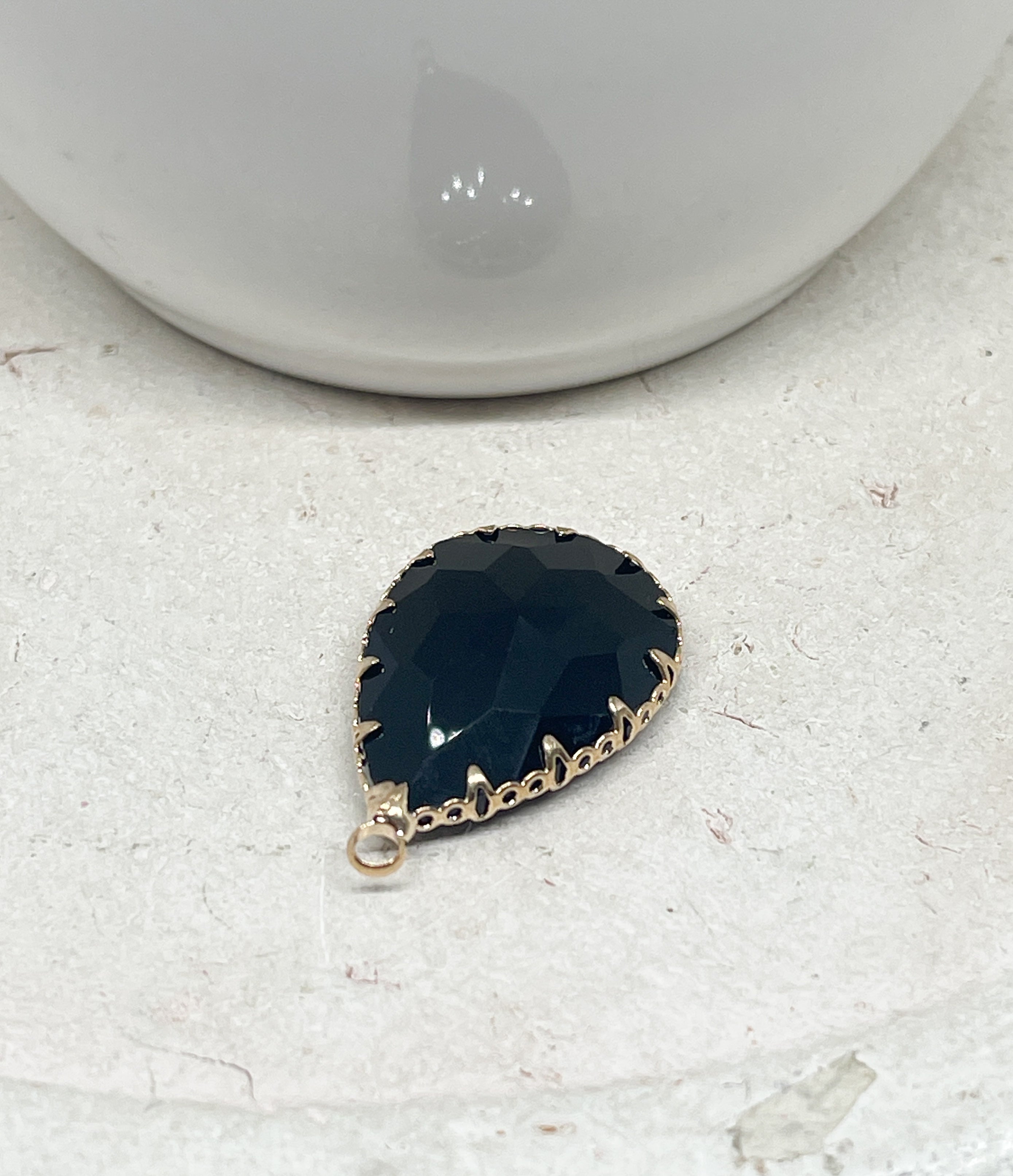 Anhänger Glas Tropfen - Schwarz