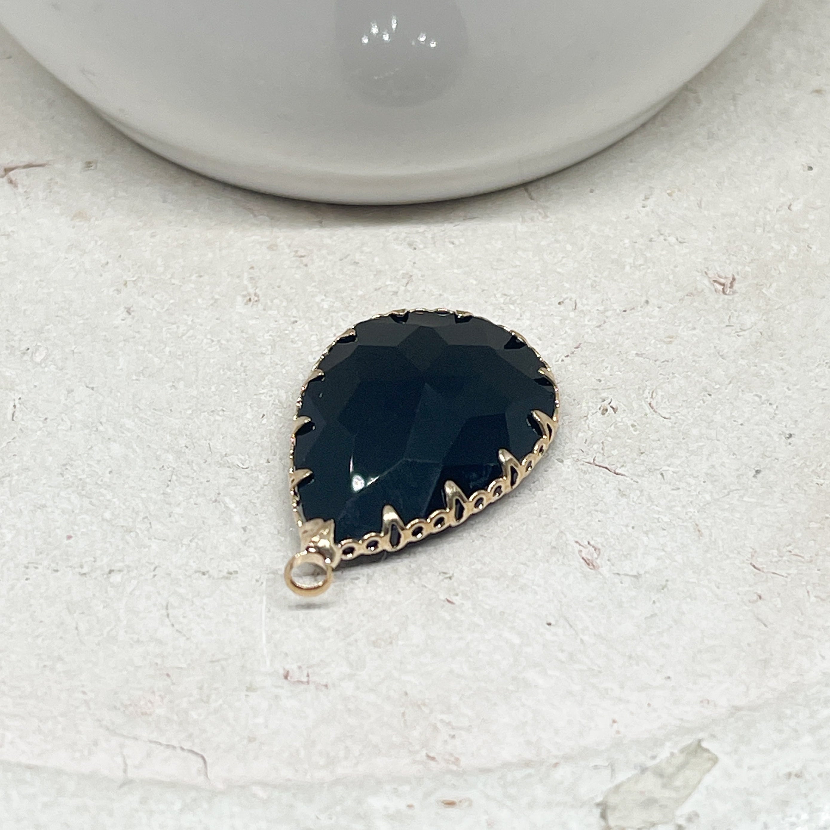 Anhänger Glas Tropfen - Schwarz