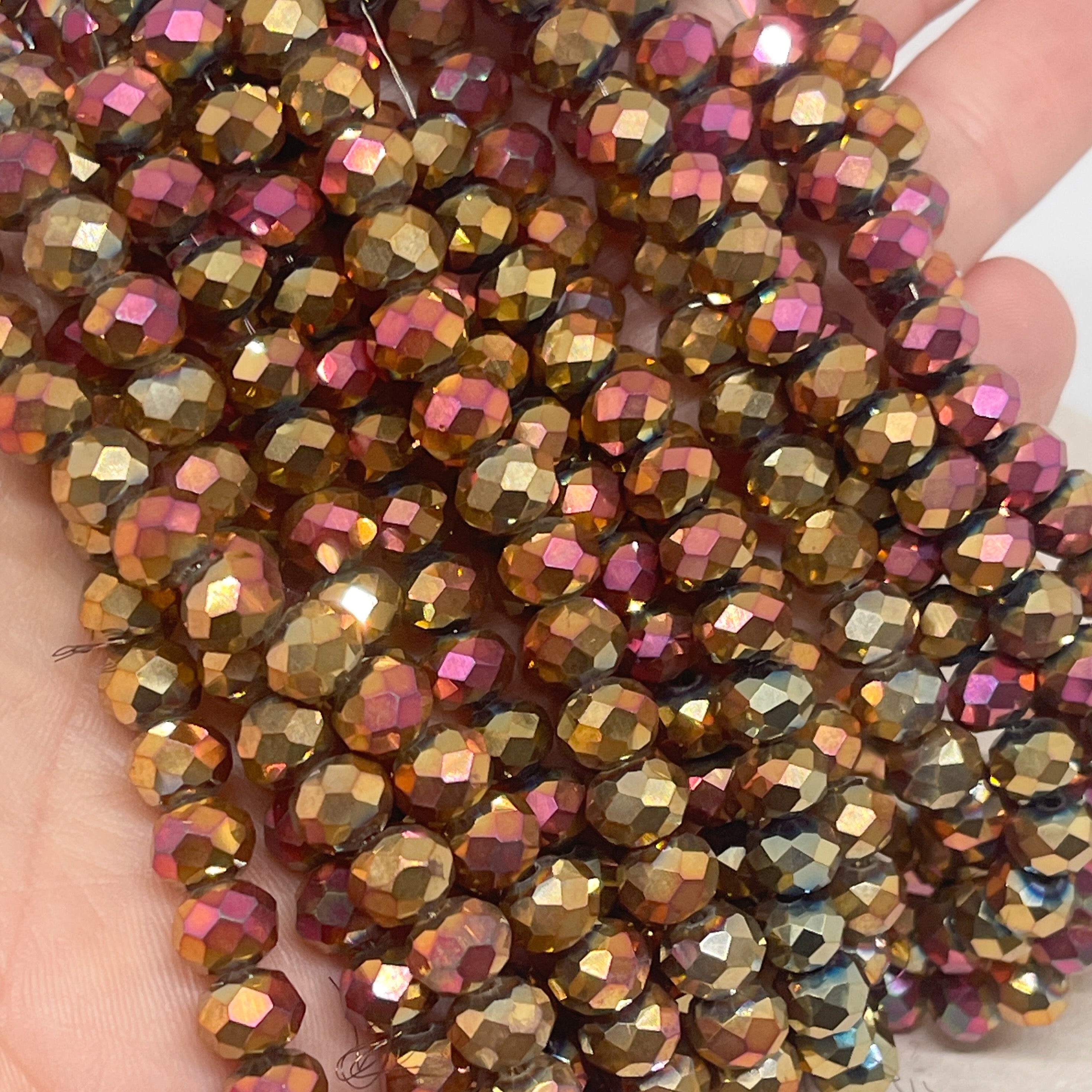 Kristallperlen 8mm 66 St. Glasschliffperlen Rosévergoldet