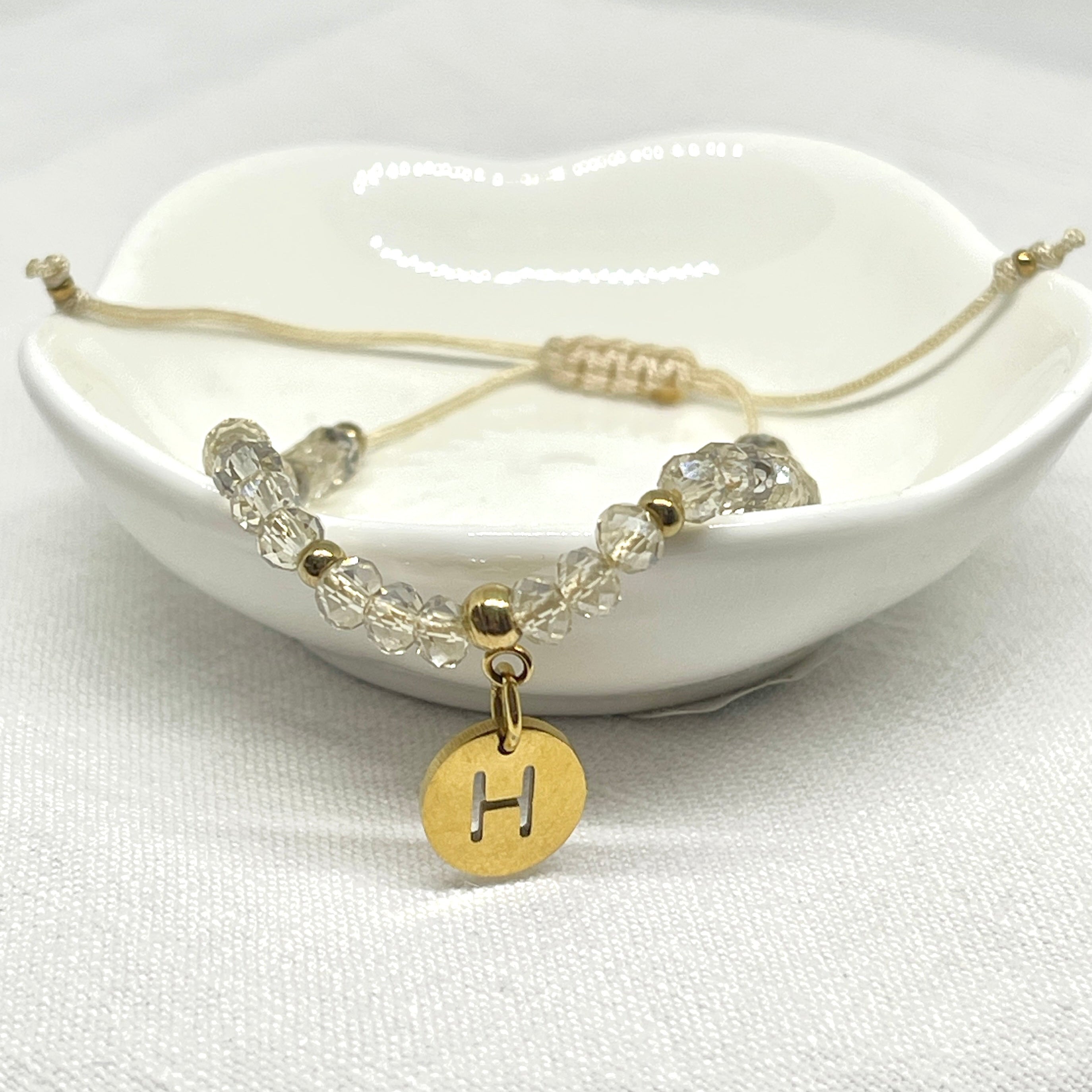 Armband mit Initial & Glasperlen