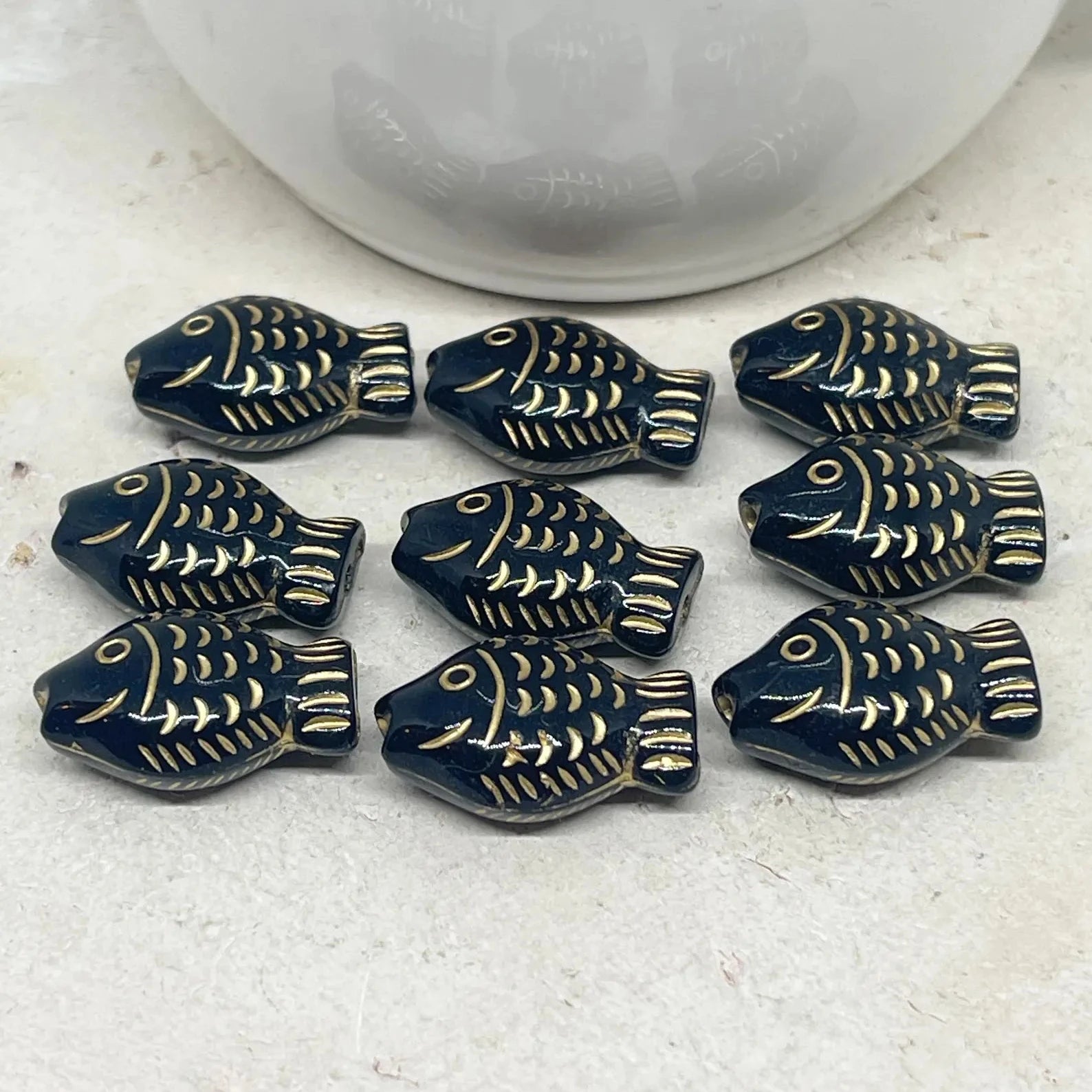 Acrylperlen Fisch - Schwarz 20 St.