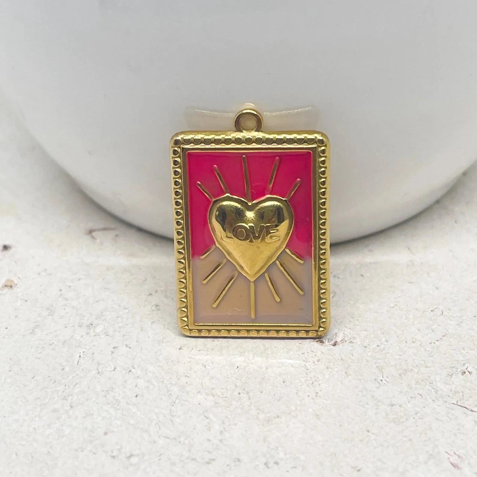 Anhänger Emaille Karte mit Herz