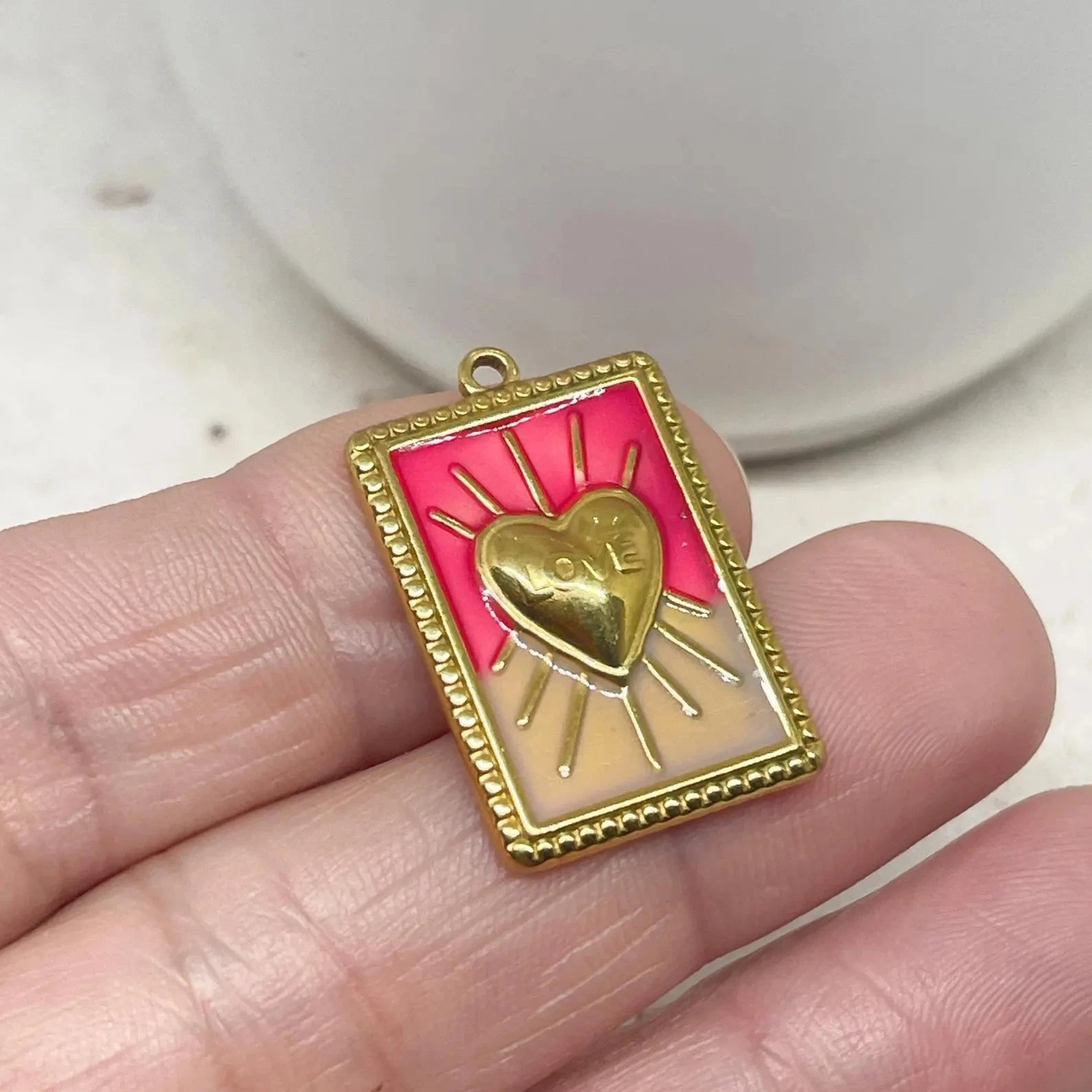 Anhänger Emaille Karte mit Herz