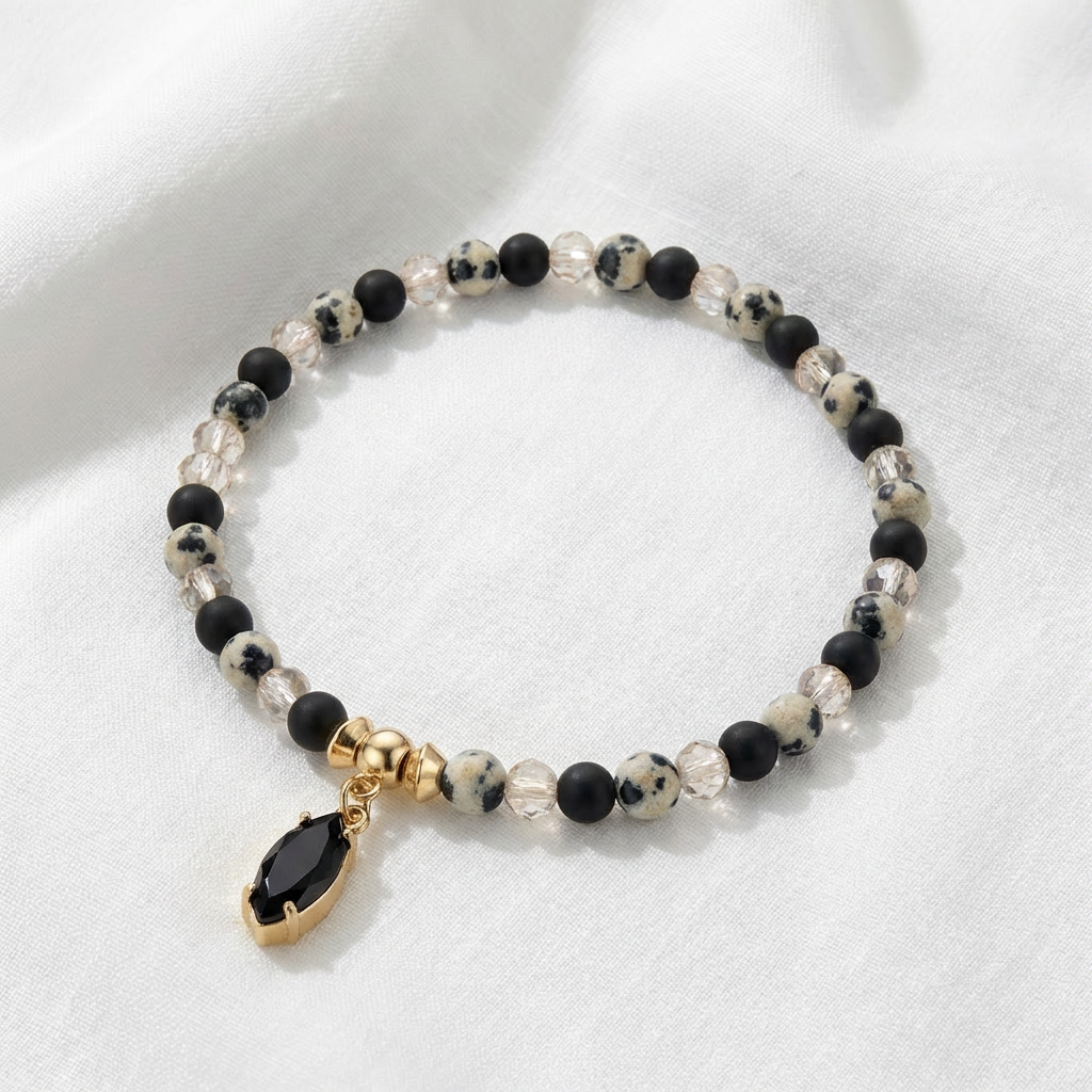 Armband mit Dalmatiner Jaspis Achat Perlen