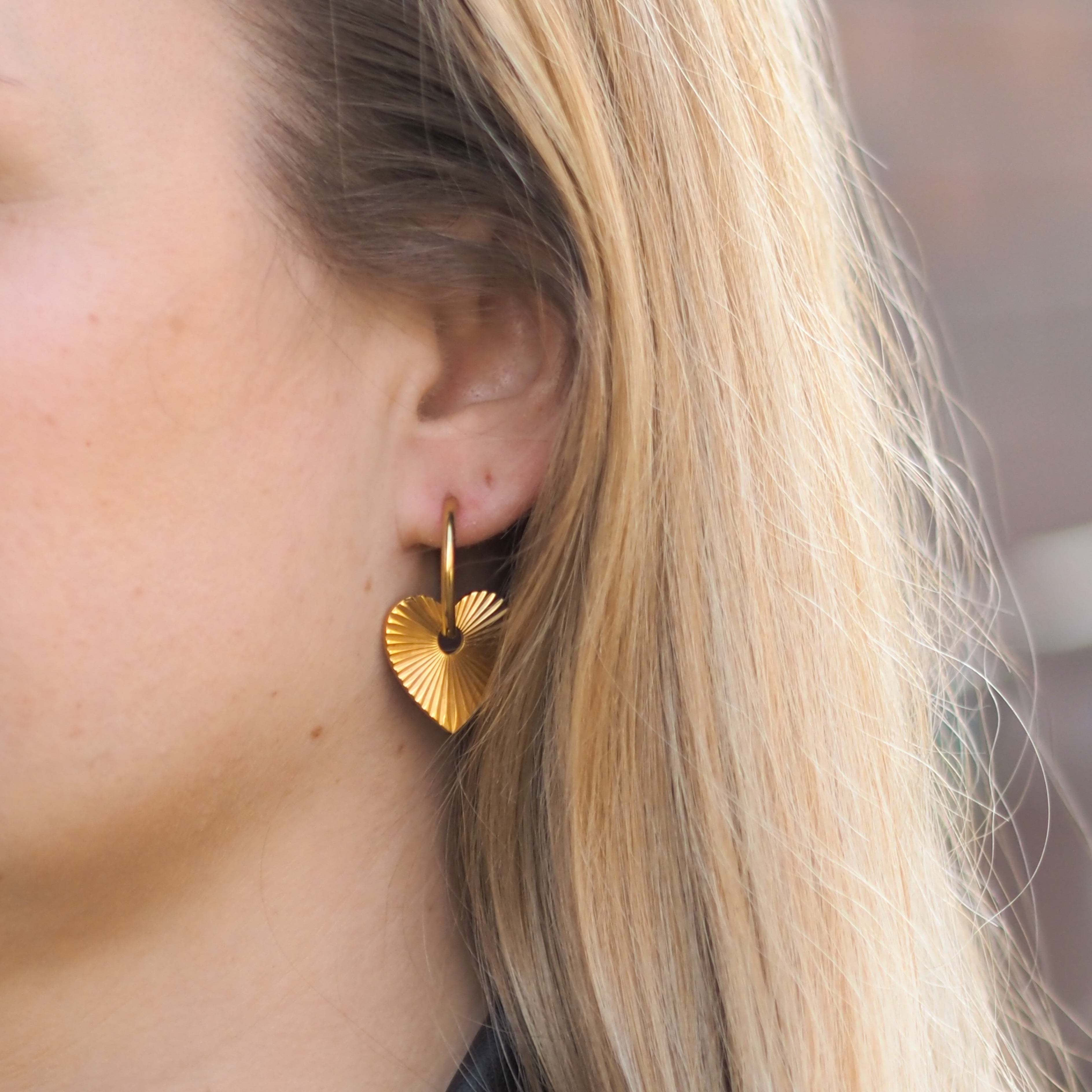 Edelstahlcreolen mit Herzanhänger