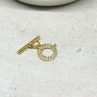 Messing Knebel Verschluß mit Zirkonia, 18K vergoldeter Kettenverschluss