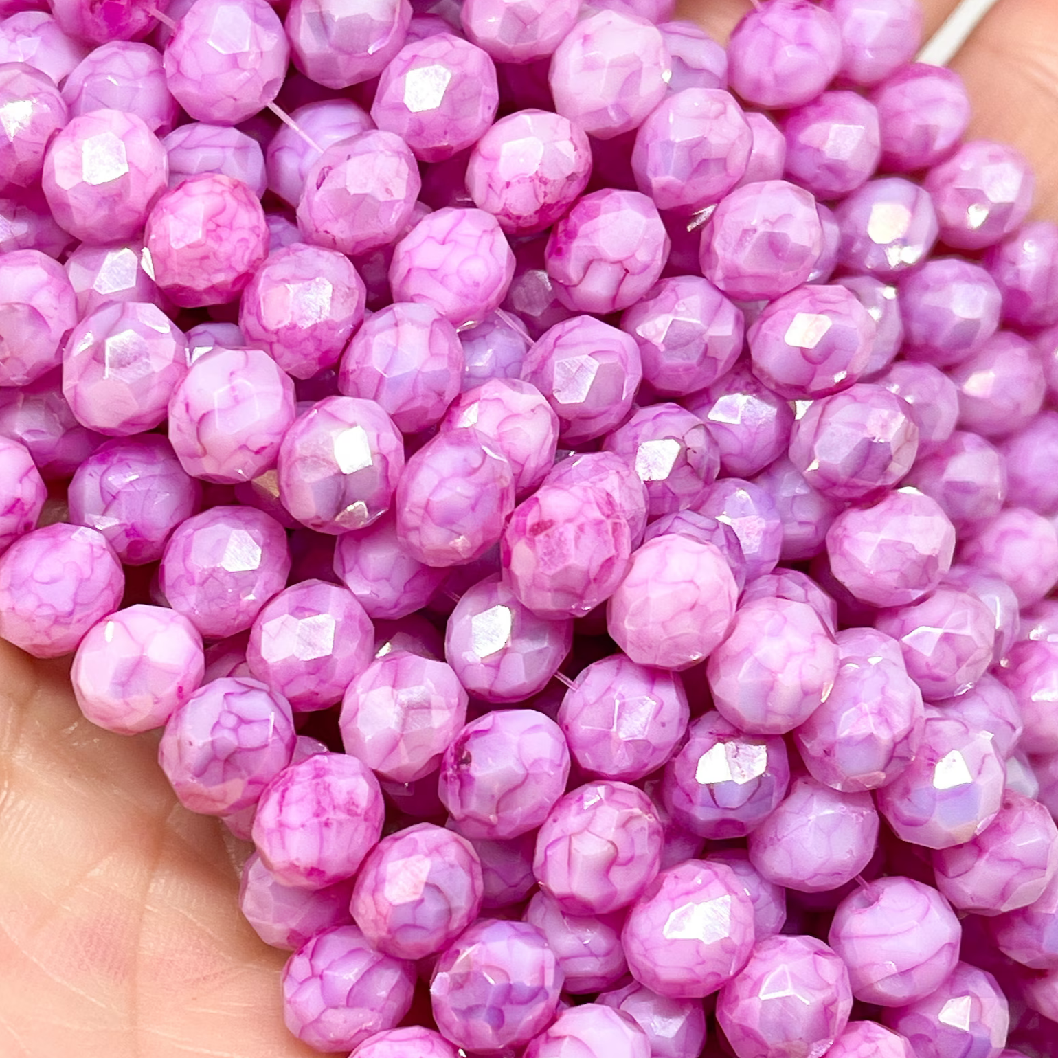 30 St. Kristallperlen 8mm Glasschliffperlen - Rosa/Pink