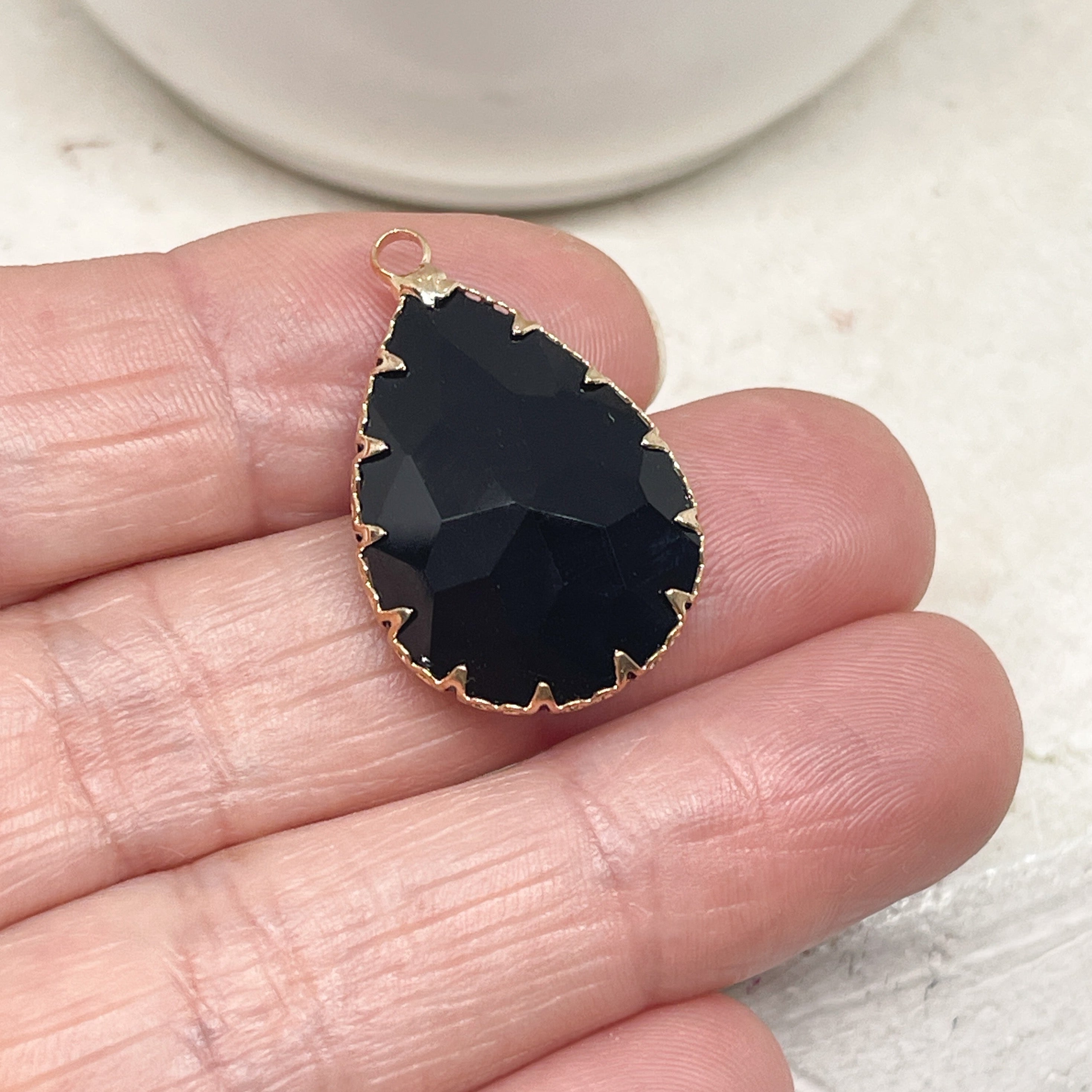 Anhänger Glas Tropfen - Schwarz