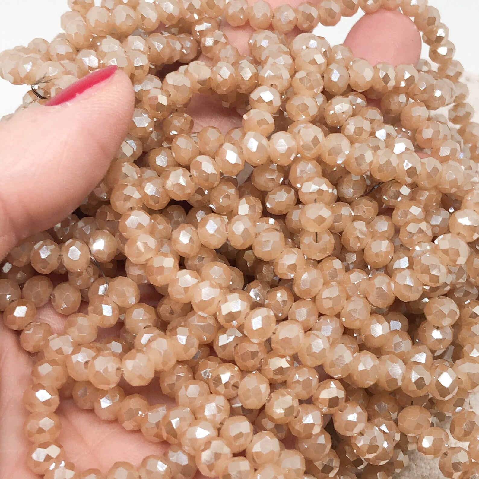 Kristallperlen 8mm Glasschliffperlen 66 St. - Champagner