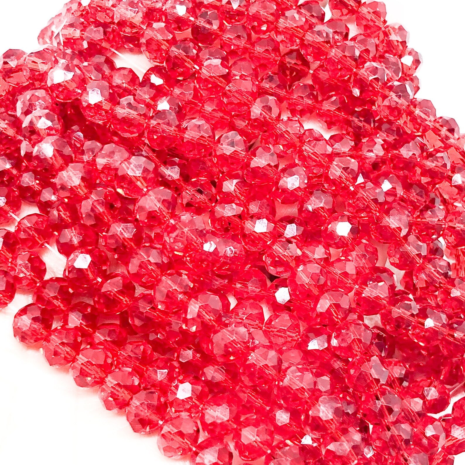 Kristallperlen 8mm Glasschliffperlen 66 St. - Rot lt. Siam