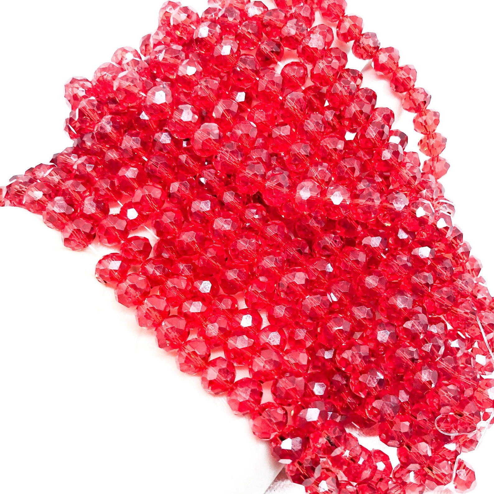 Kristallperlen 8mm Glasschliffperlen 66 St. - Rot lt. Siam