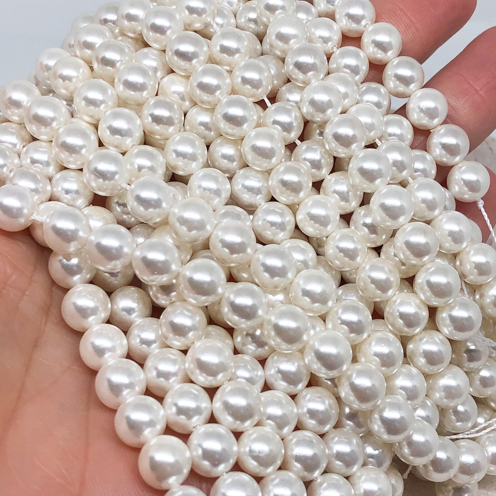 Muschelkern Perlen 4/6/8/10mm in Weiß