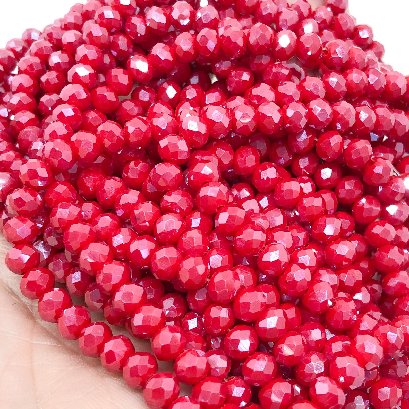 Kristallperlen 8mm Glasschliffperlen 66 St. - Opak Rot ab