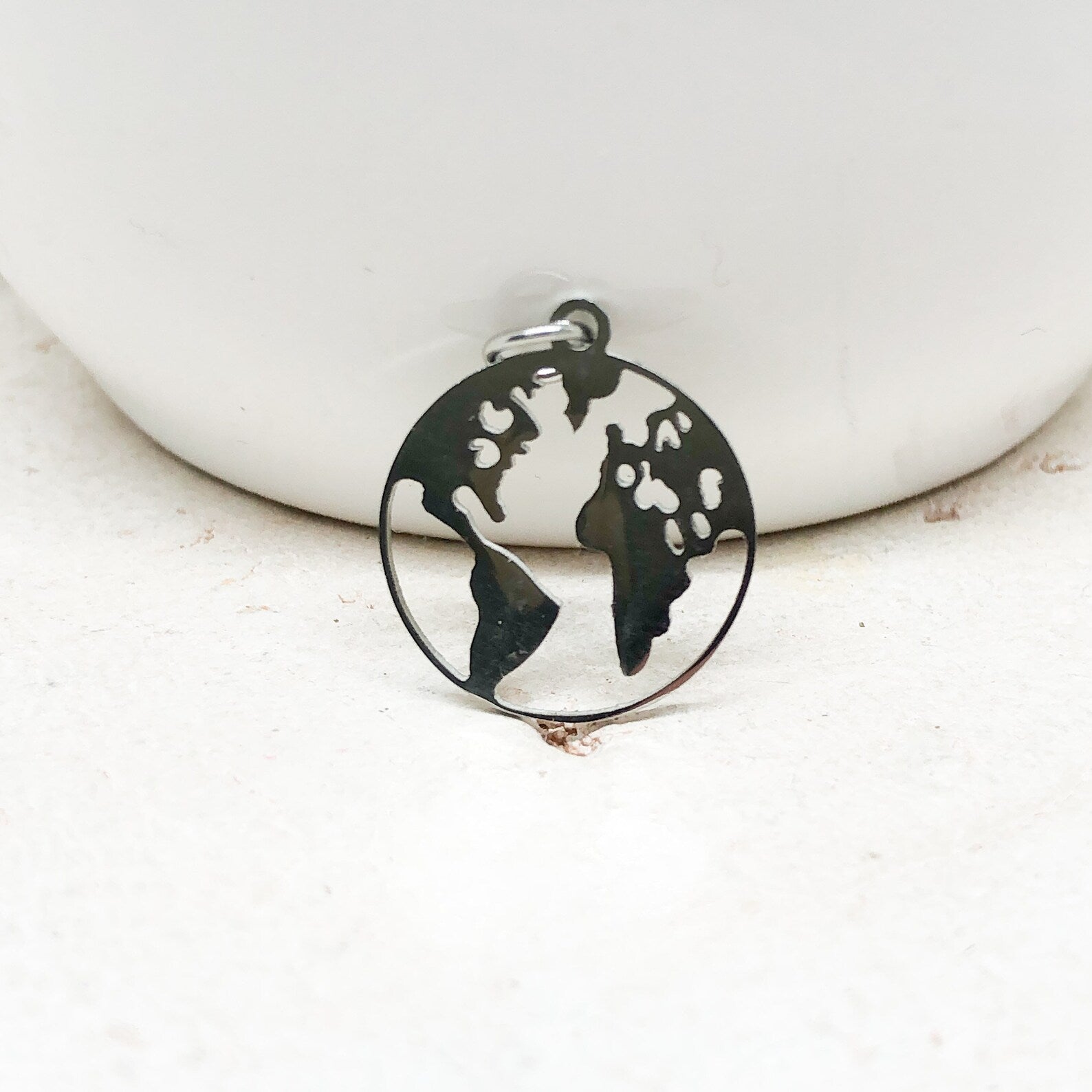 Anhänger Weltkugel aus Edelstahl 3 St. Globus Anhängeer - Silberfarben