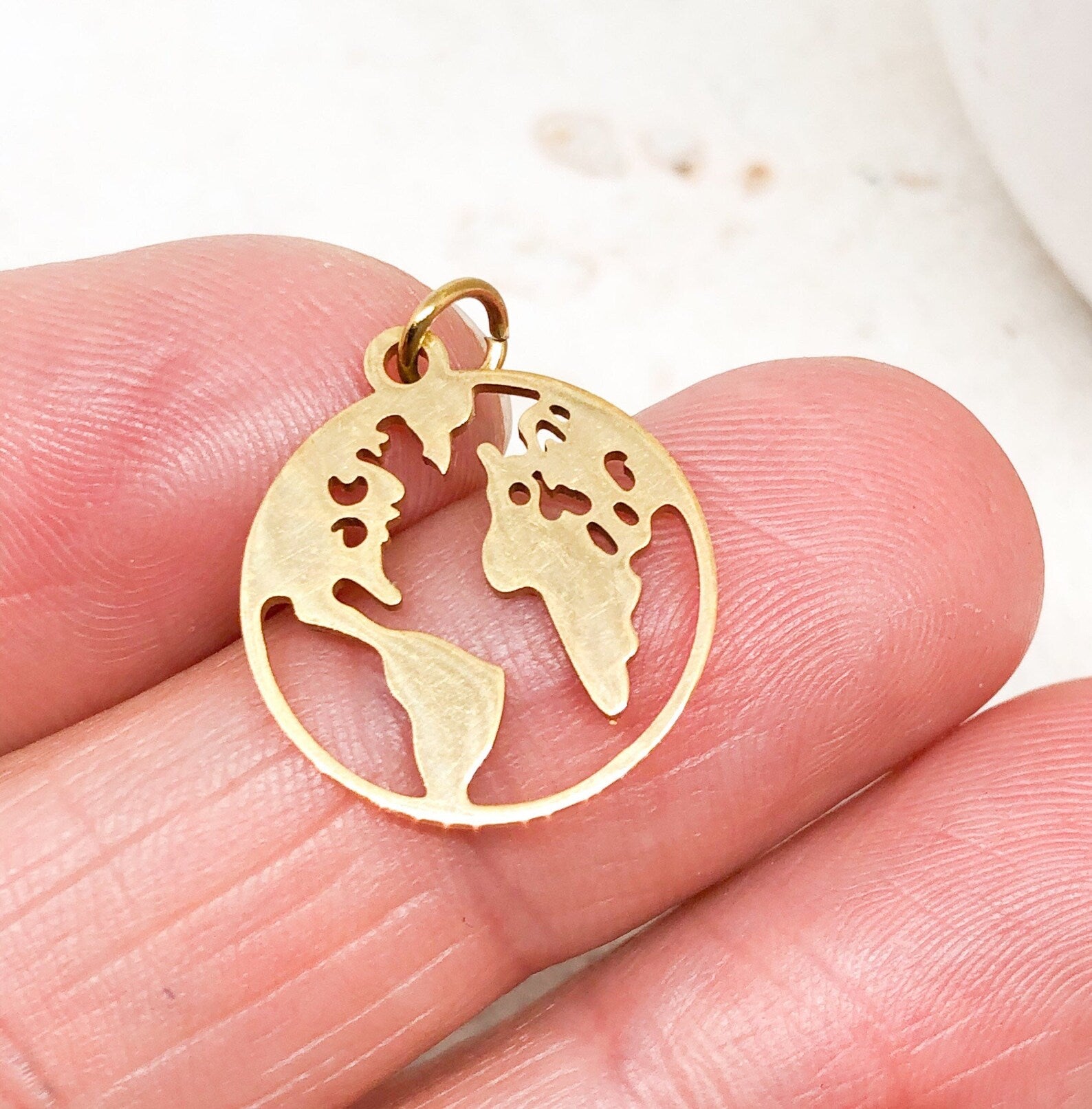 Anhänger Weltkugel aus Edelstahl 3 St. Globus Anhänger - Goldfarben