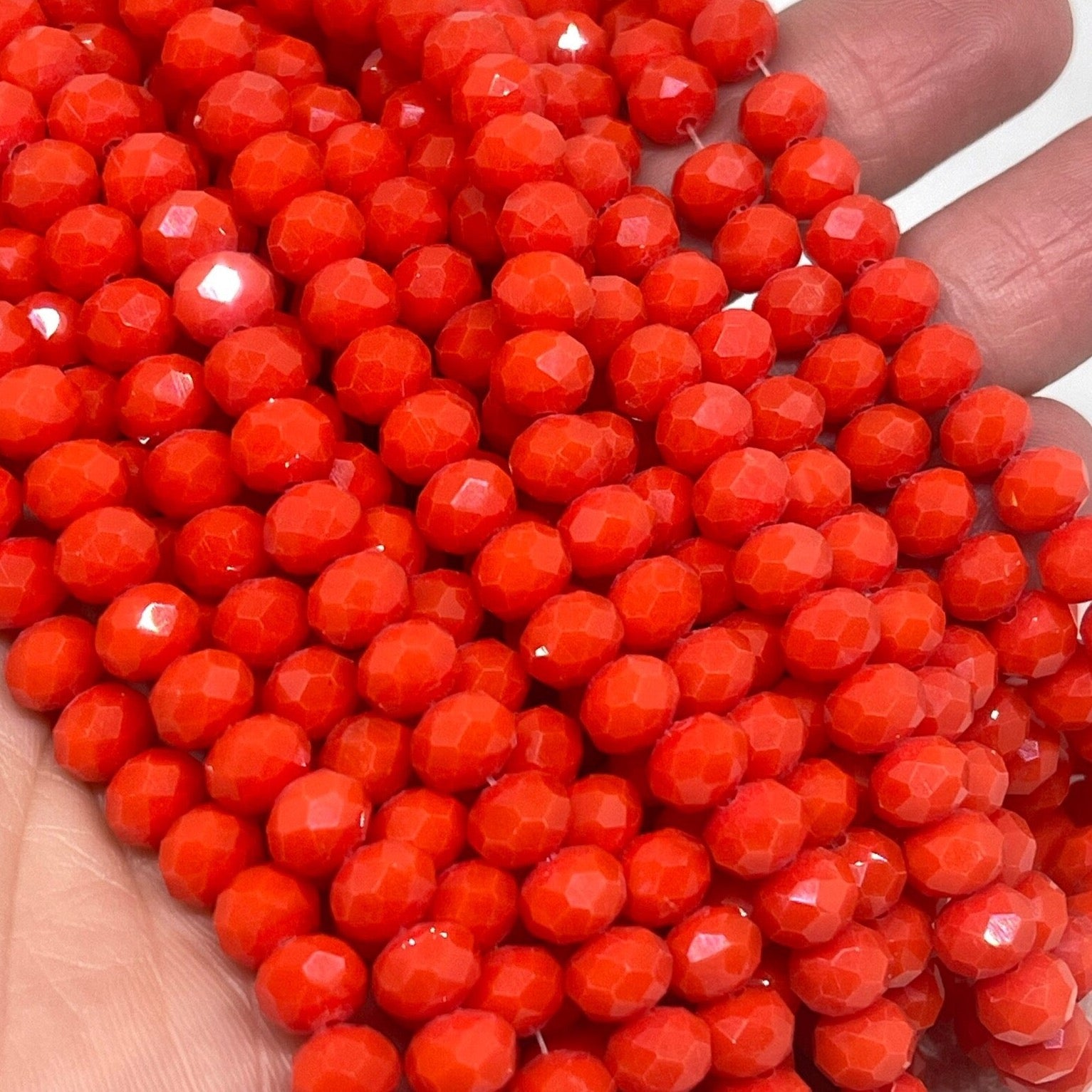 Kristallperlen 8mm Glasschliffperlen 66 St. - Hellrot