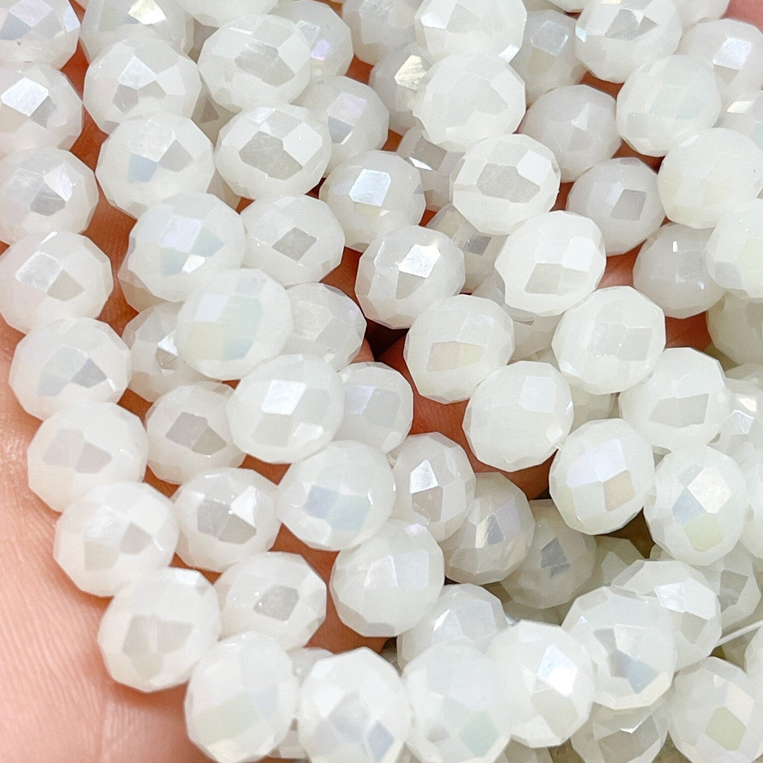 Glasschliffperlen - Pearl Weiß 10mm