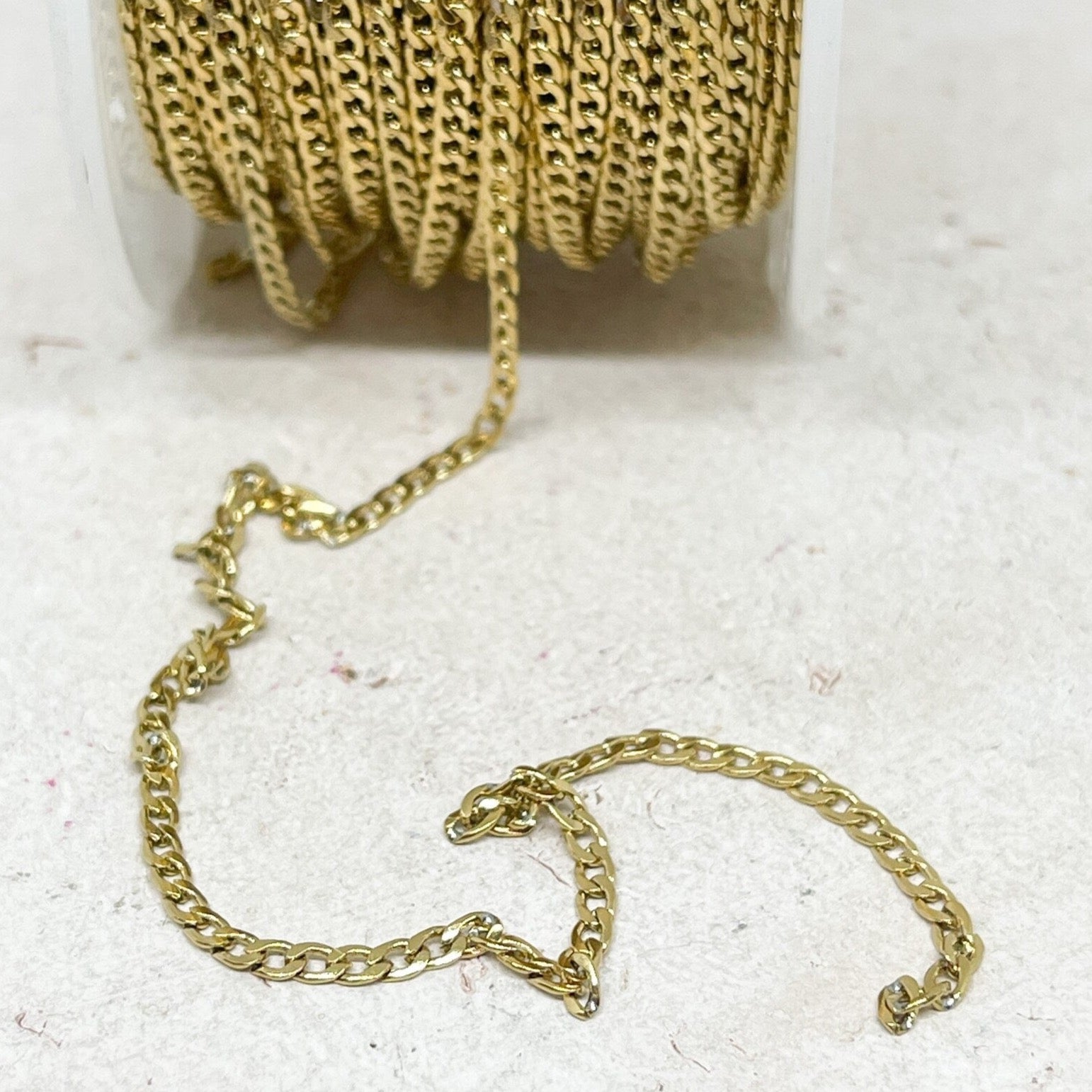 Panzerkette aus Edelstahl Kette 3,5mm x 2,3mm Goldfarben