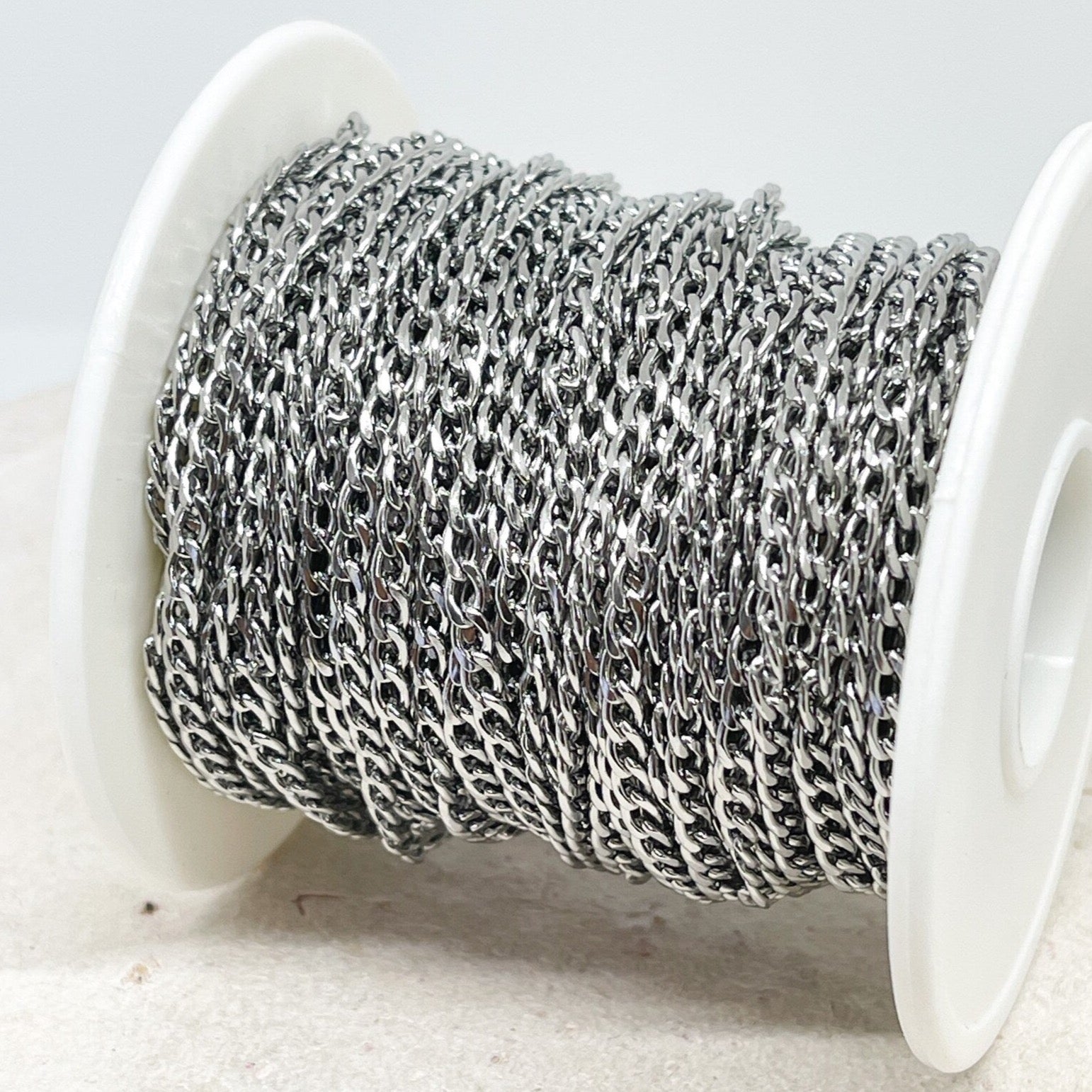 Panzerkette aus Edelstahl 5mm x 3mm x 0,8mm Silberfarben