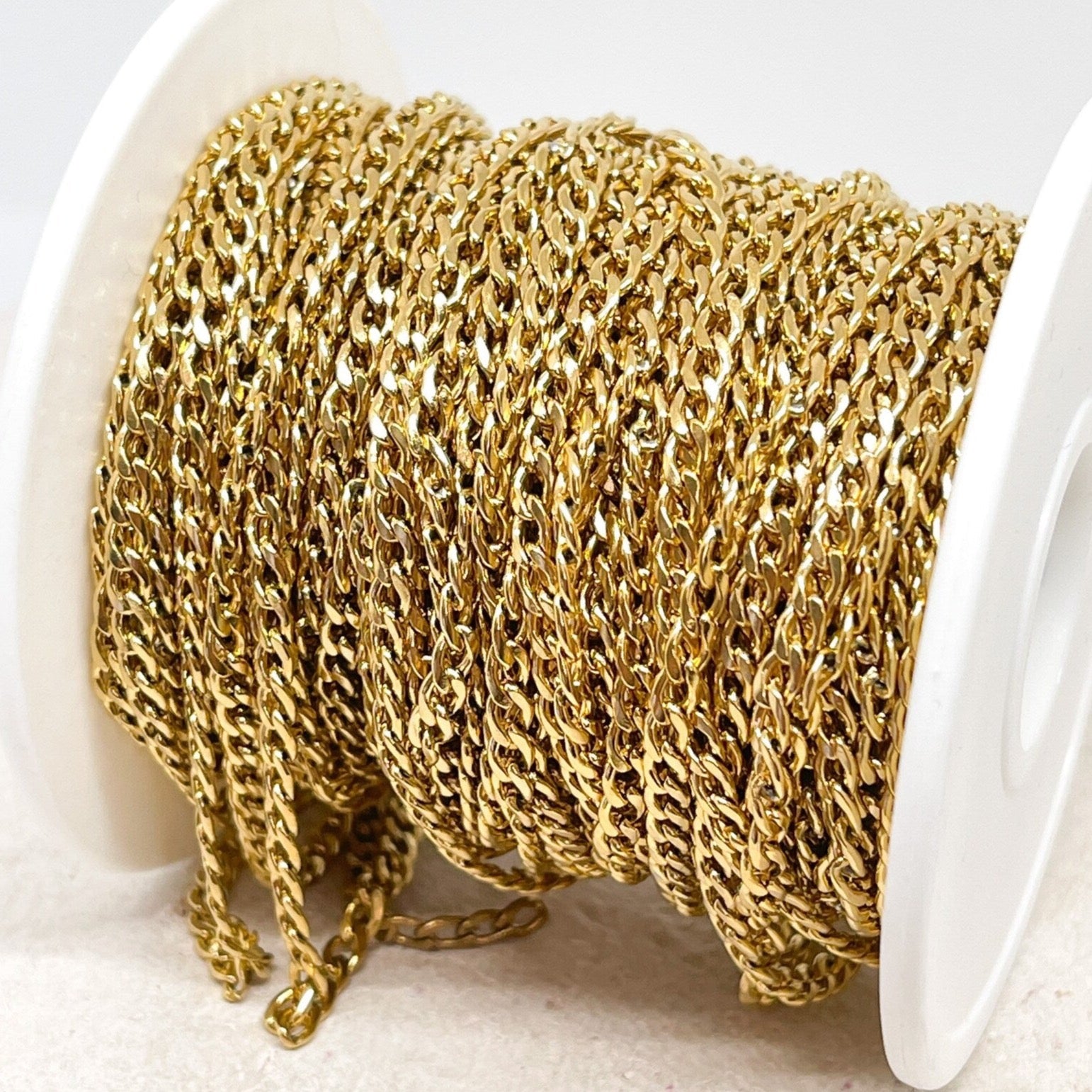 Panzerkette aus Edelstahl Kette 5mm x 3mm x 0,8mm Goldfarben