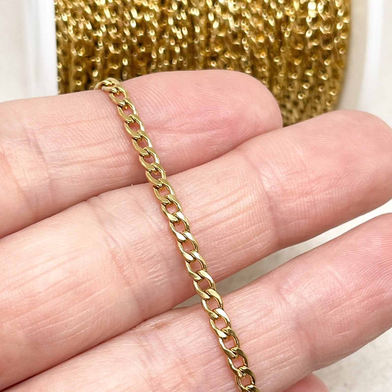 Panzerkette aus Edelstahl Kette 5mm x 3mm x 0,8mm Goldfarben