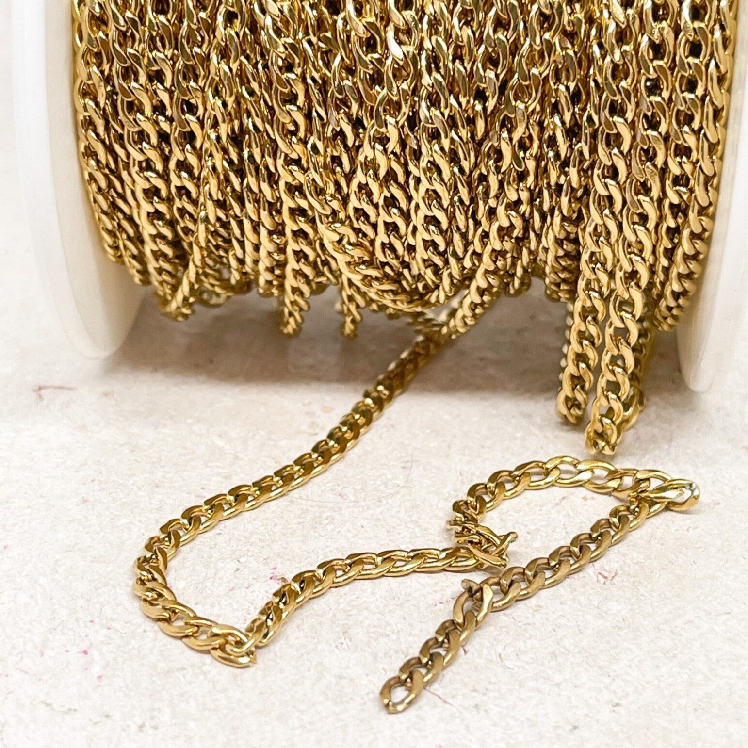 Panzerkette aus Edelstahl Kette 5mm x 3mm x 0,8mm Goldfarben