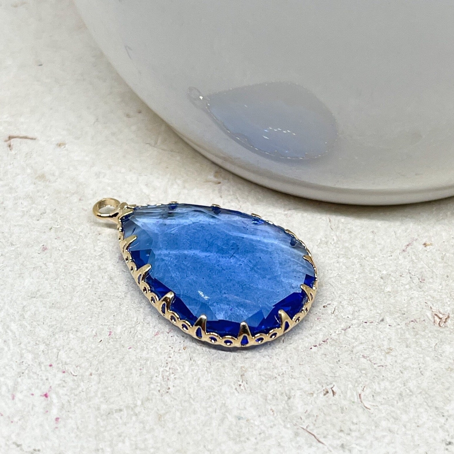 Anhänger Glas Tropfen - Blau