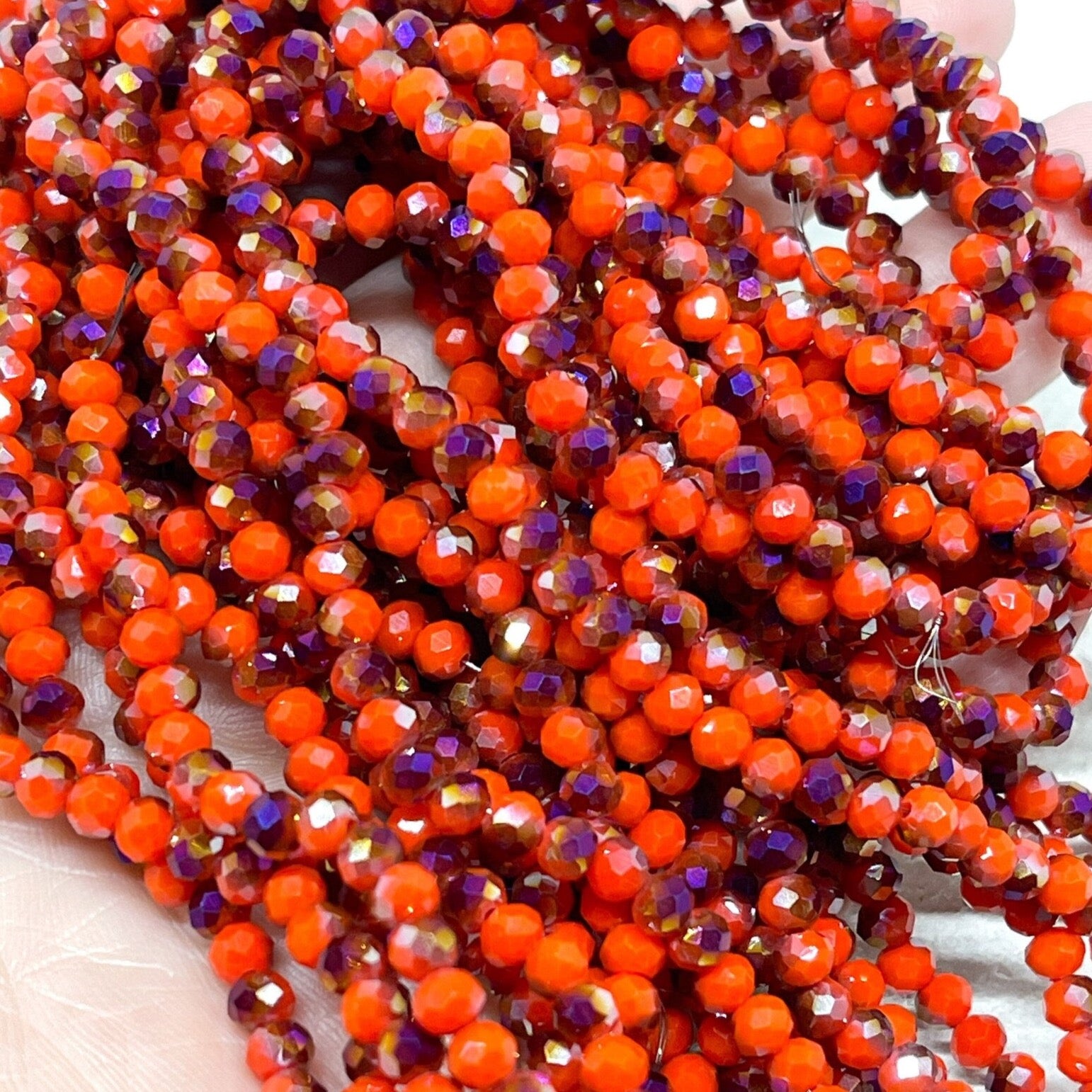 Glasschliffperlen - Opak Rot ab