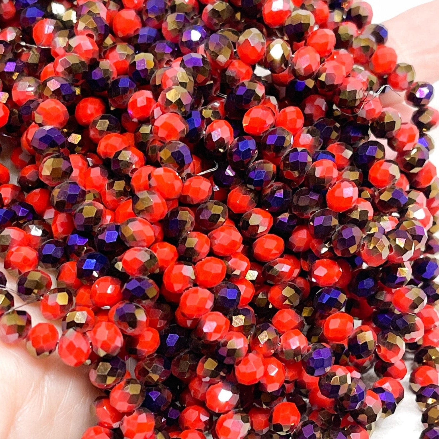 Glasschliffperlen - Opak Rot ab