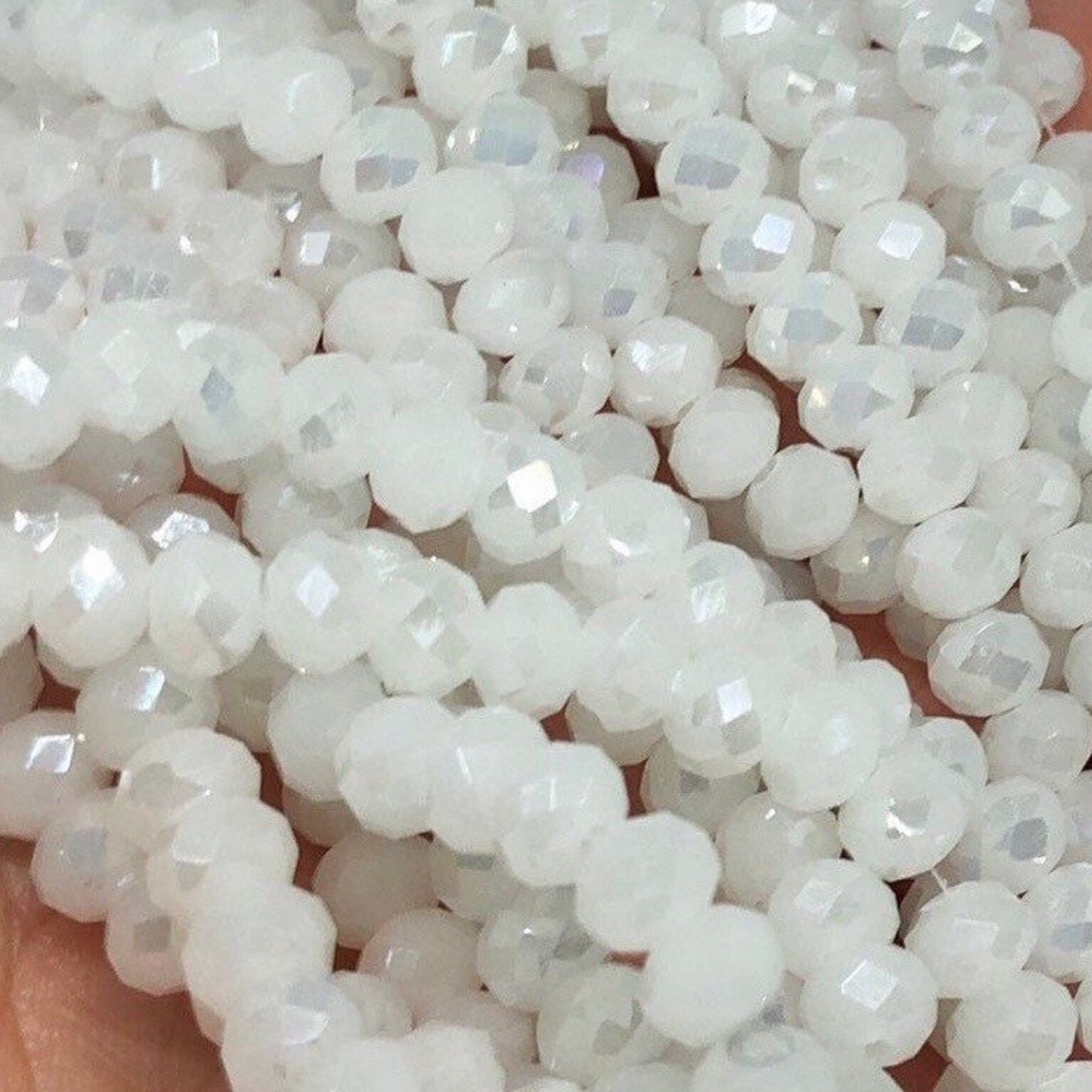 66 St. Kristallperlen 8mm Glasschliffperlen - PearlWeiß ab