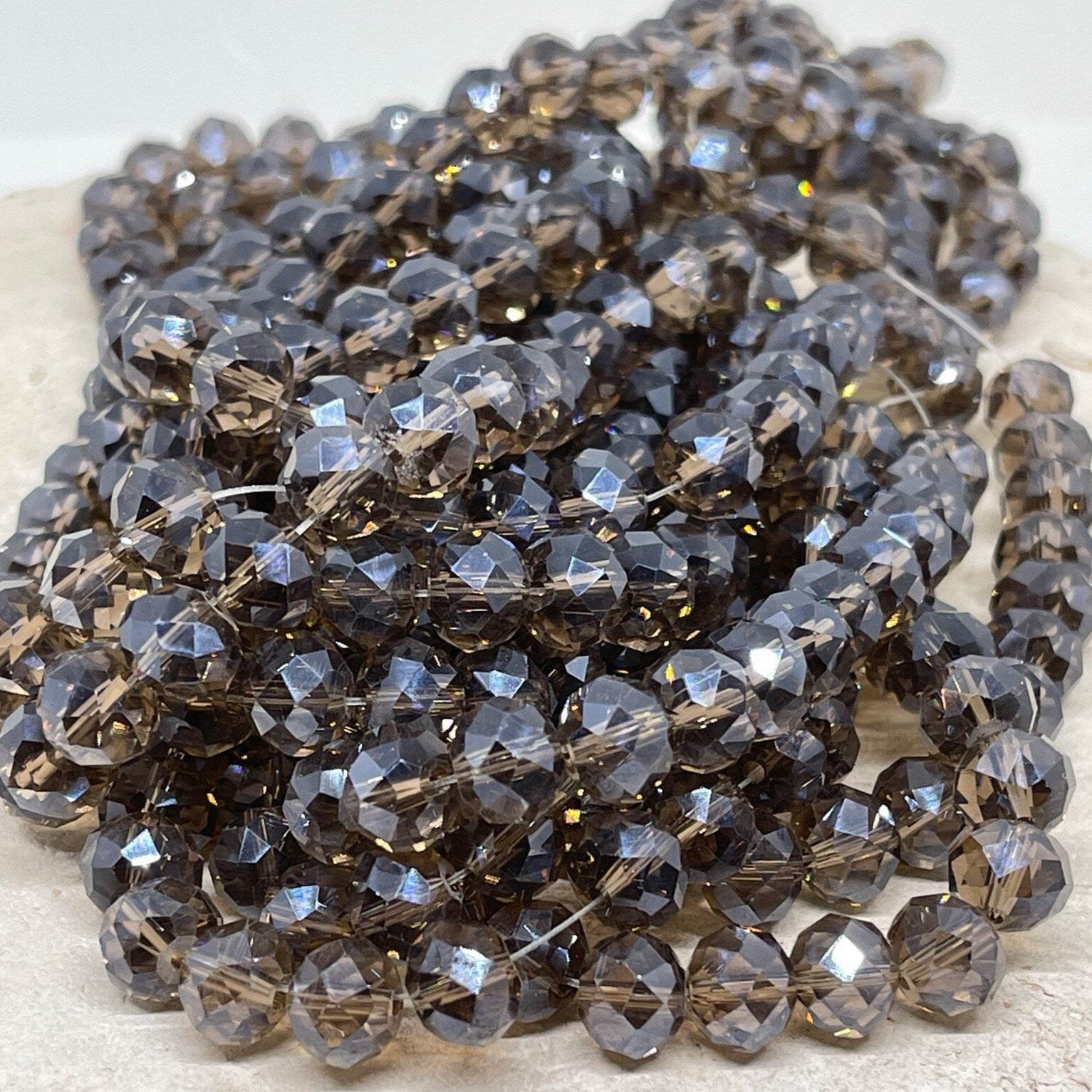 Kristallperlen 10mm Grau Braun