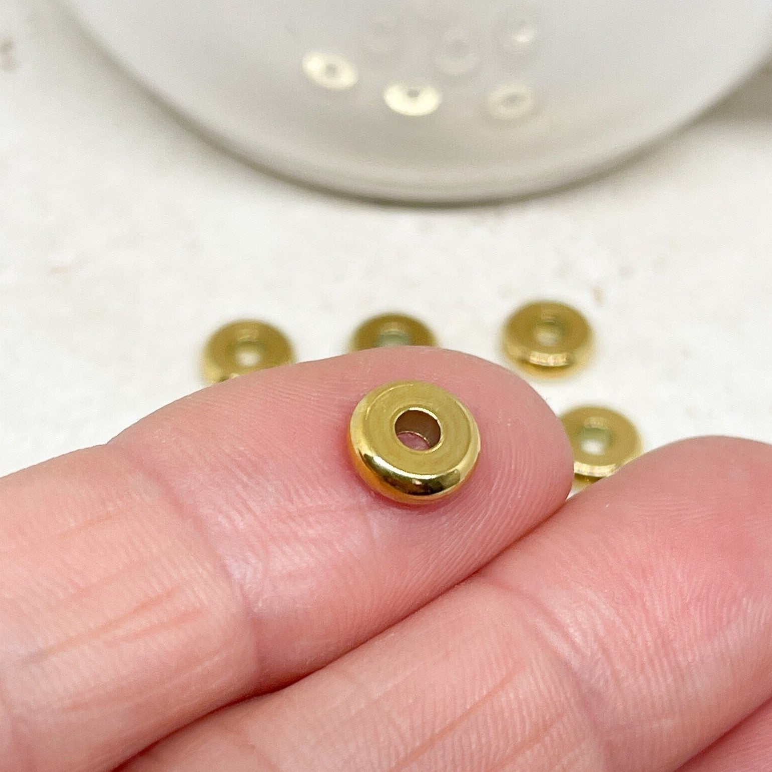 Edelstahlperlen Spacer Rondelle 10 St. 8mm - Goldfarbe