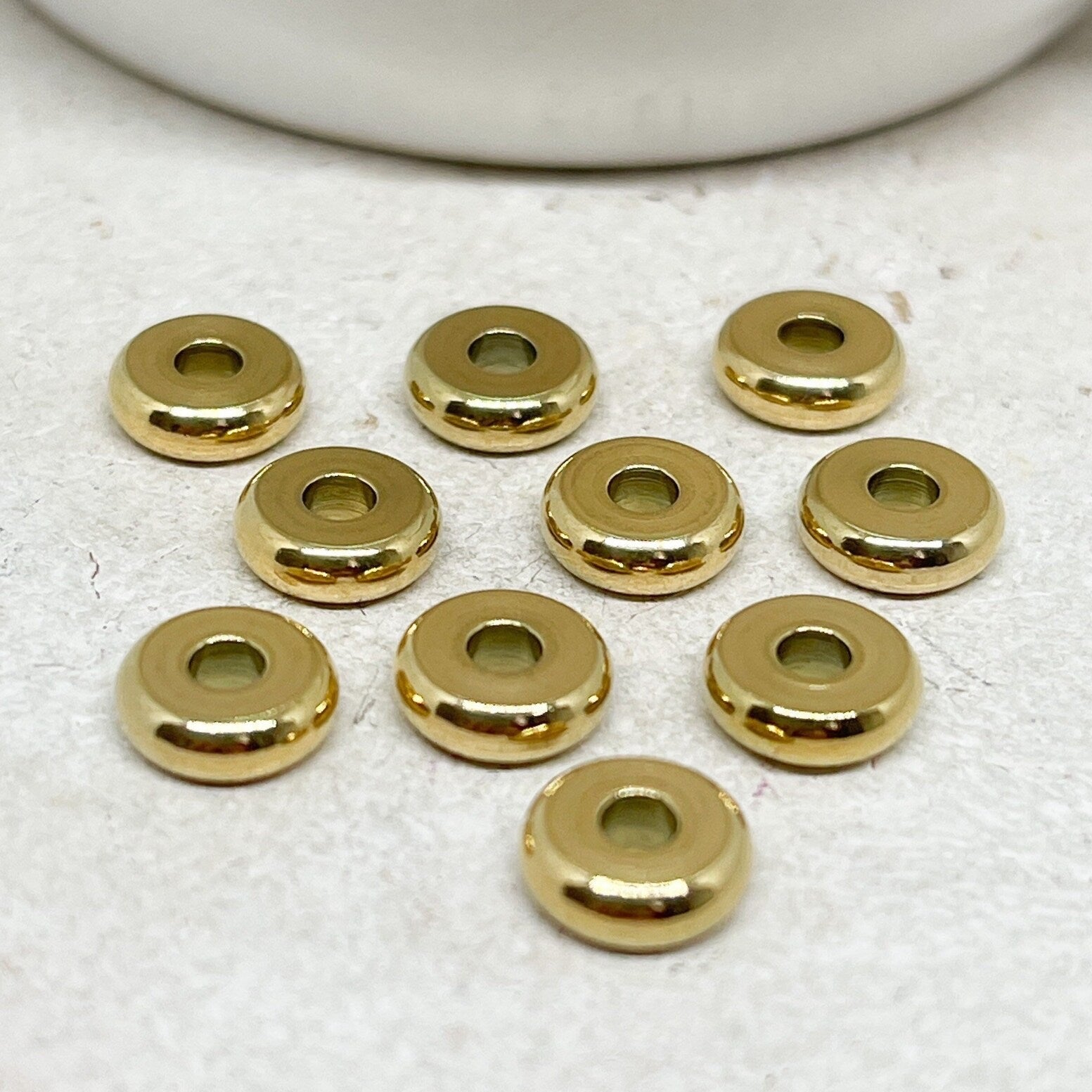 Edelstahlperlen Spacer Rondelle 10 St. 8mm - Goldfarben