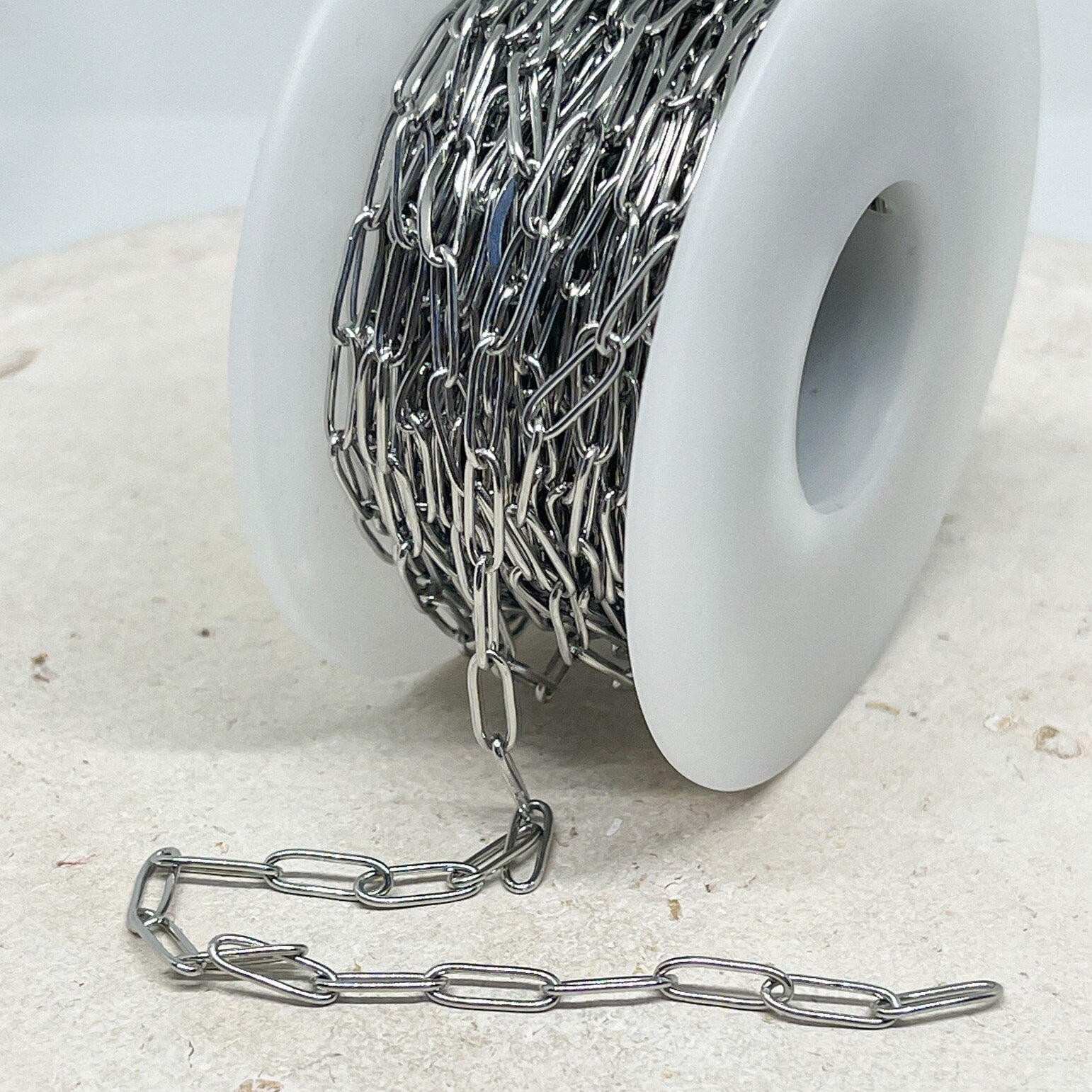 Edelstahl Büroklammer Kette 10mm x 3,5mm x 0.8mm Silberfarben