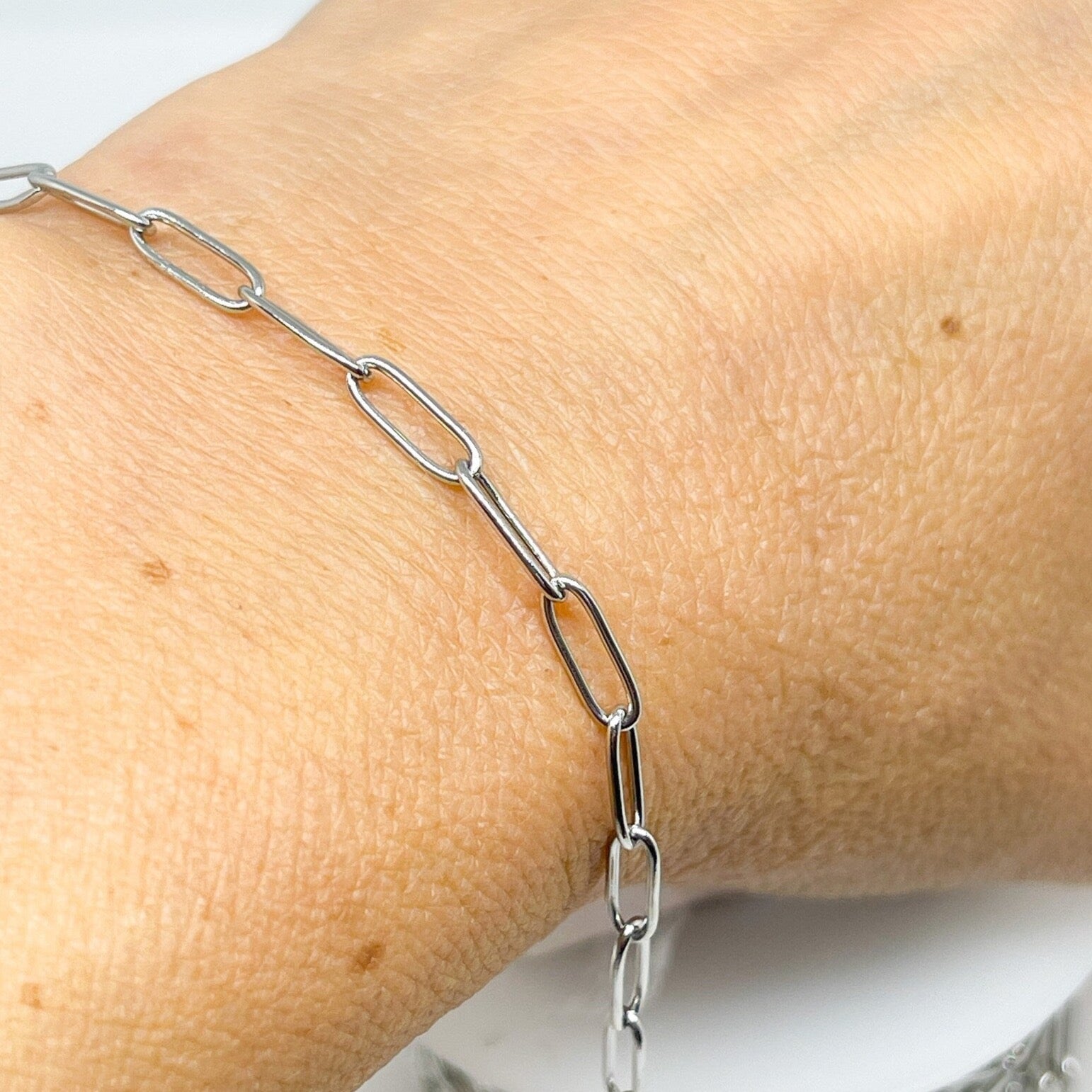 Edelstahl Büroklammer Kette 10mm x 3,5mm x 0.8mm Silberfarben