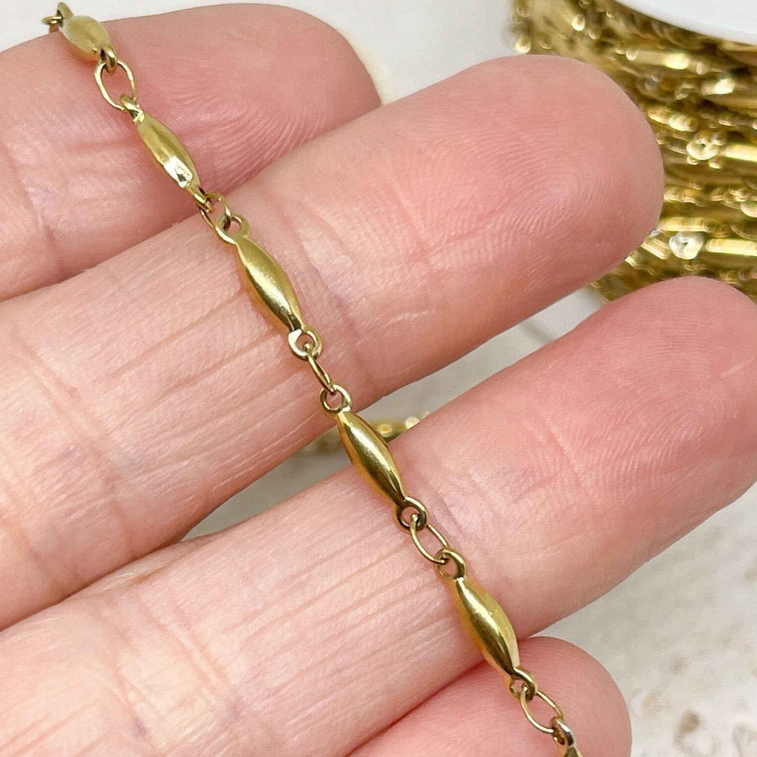 Edelstahl Bar Kette Wasserfest 11mm x2,5mm x 2,2mm Goldfarben