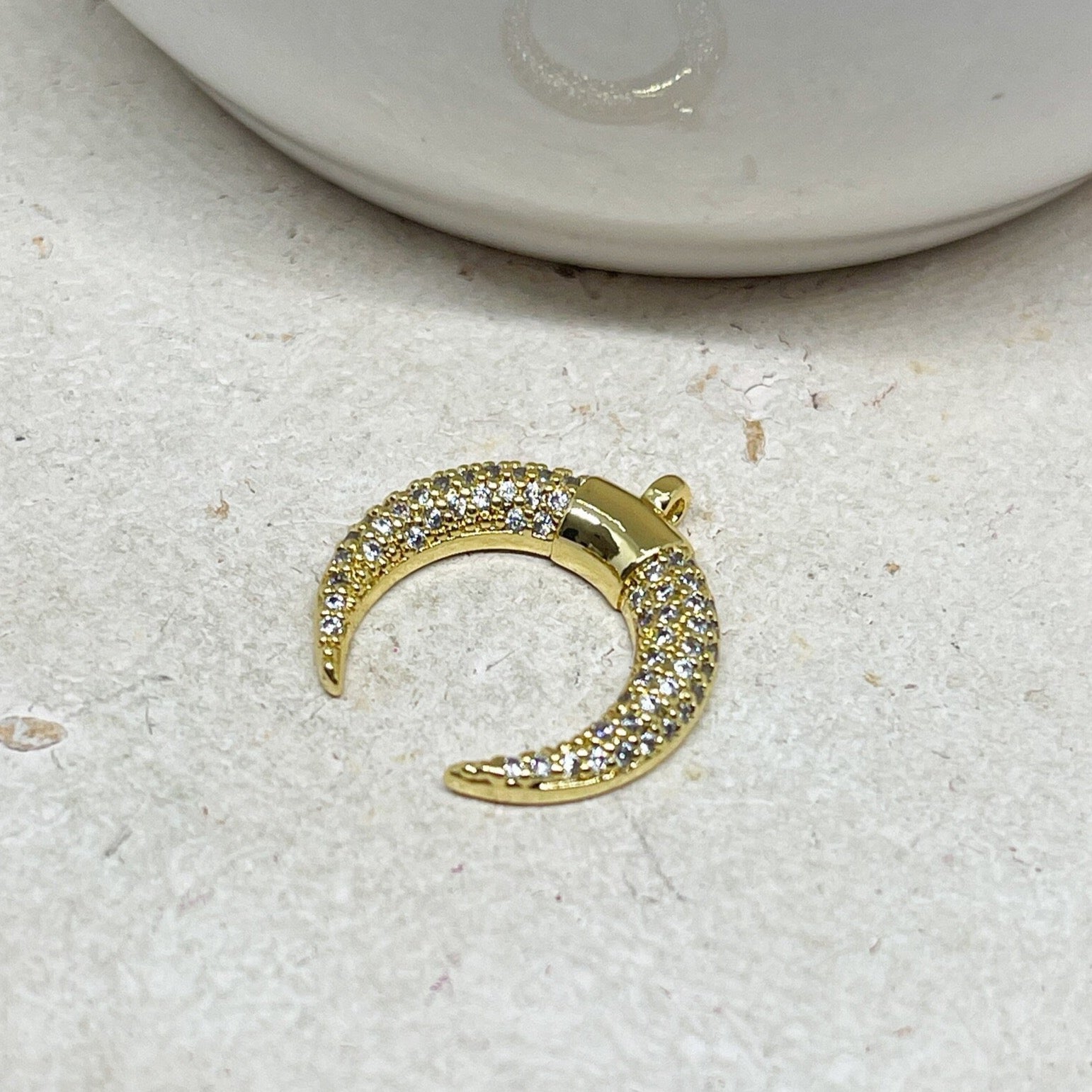 Messing Anhänger Mond vergoldete mit Zirkonia