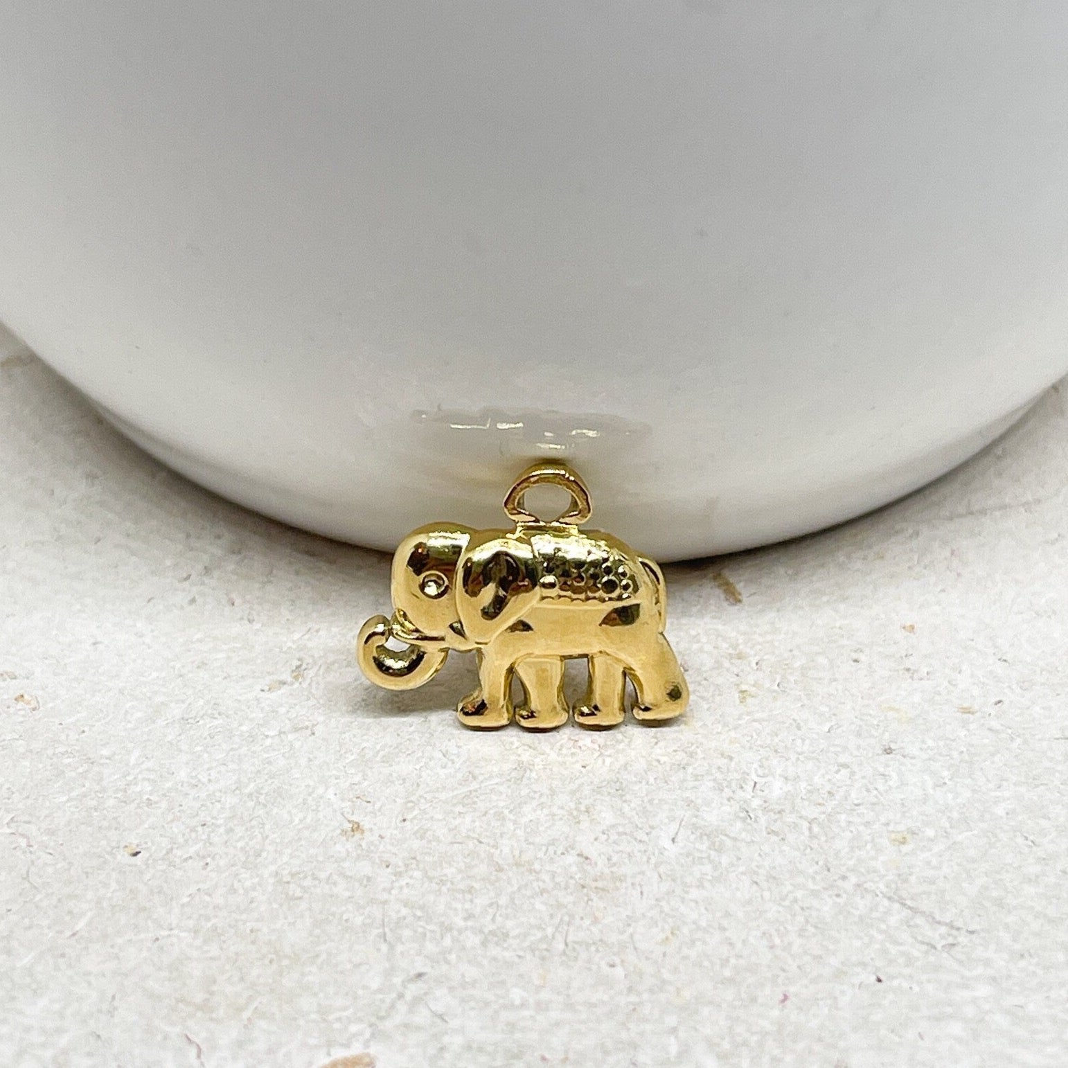 Edelstahl Anhänger Charm Elefant 2 St. IP Beschichtung - vergoldet