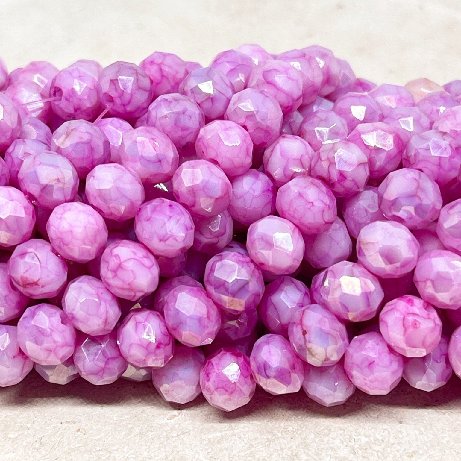 30 St. Kristallperlen 8mm Glasschliffperlen - Rosa/Pink