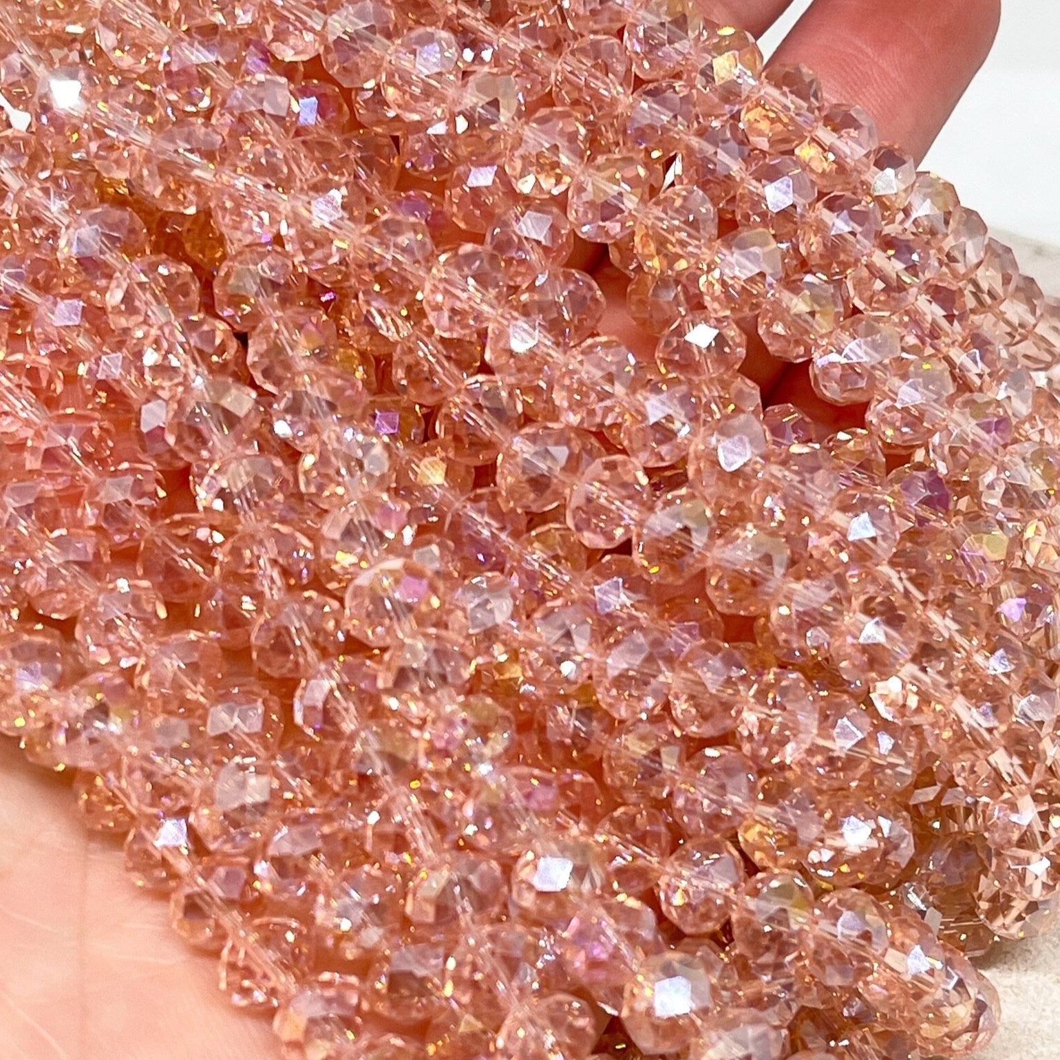 Kristallperlen 8mm Glasschliffperlen 66 St. - lt. Peach