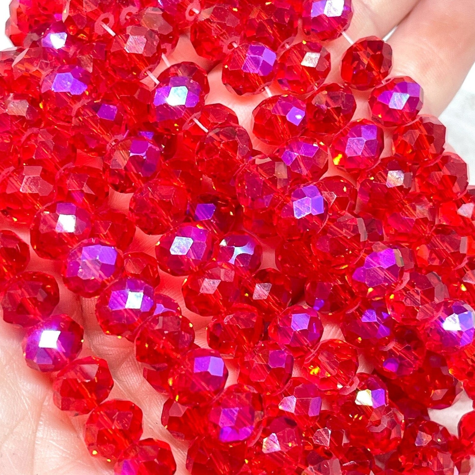 Kristallperlen 10mm, Glasschliffperlen - Rot ab