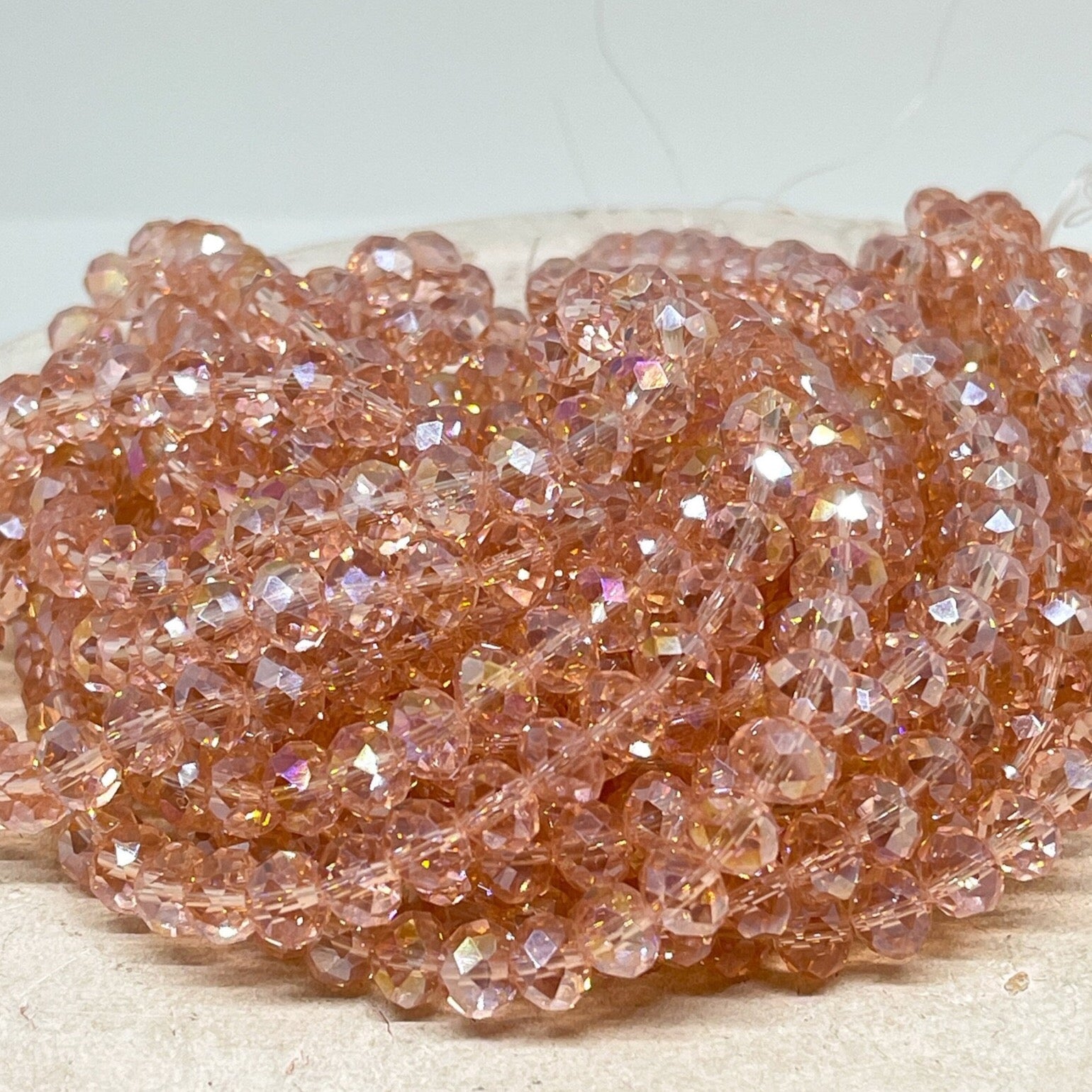 Kristallperlen 8mm Glasschliffperlen 66 St. - lt. Peach