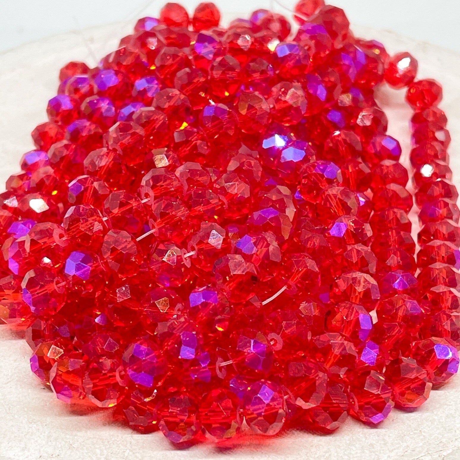 Kristallperlen 10mm, Glasschliffperlen - Rot ab