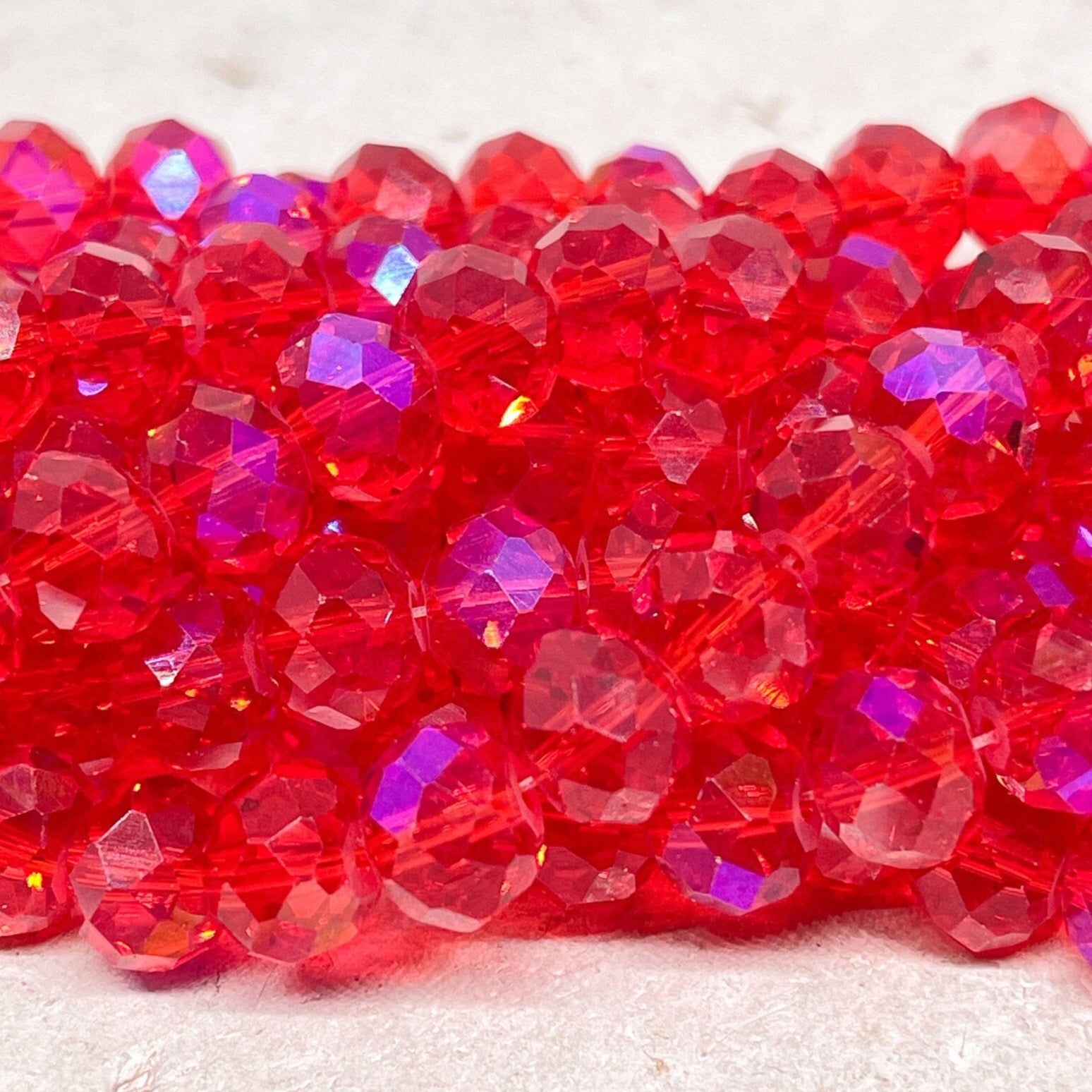 Kristallperlen 10mm, Glasschliffperlen - Rot ab