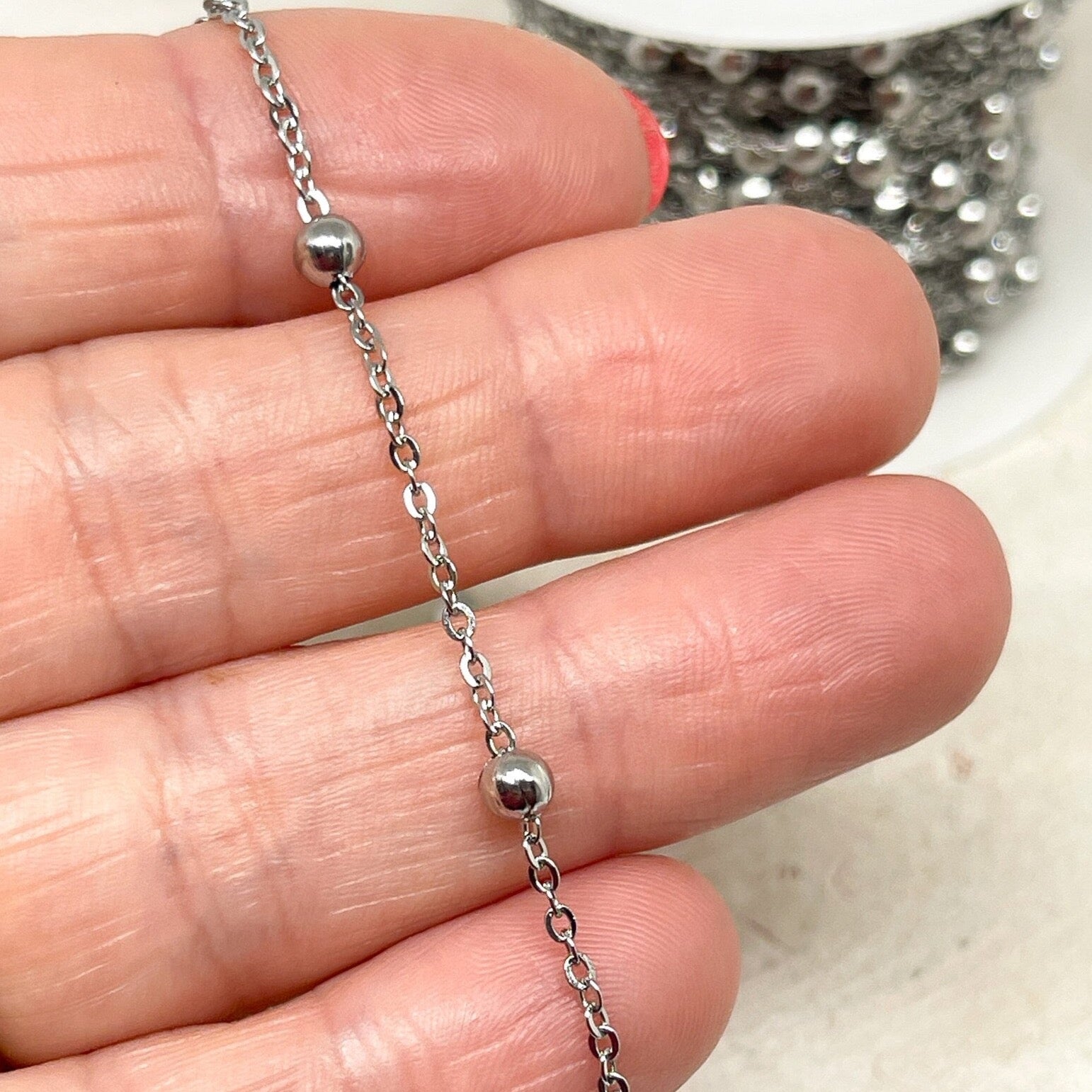 Edelstahl Kette mit Kugel 1 Meter