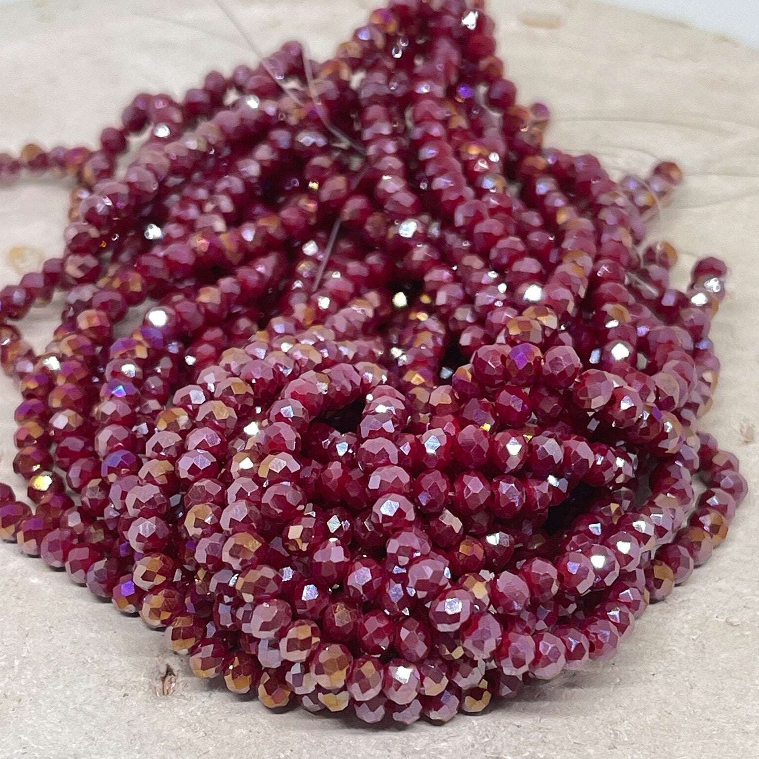 Glasschliffperlen - Opaq Rot AB