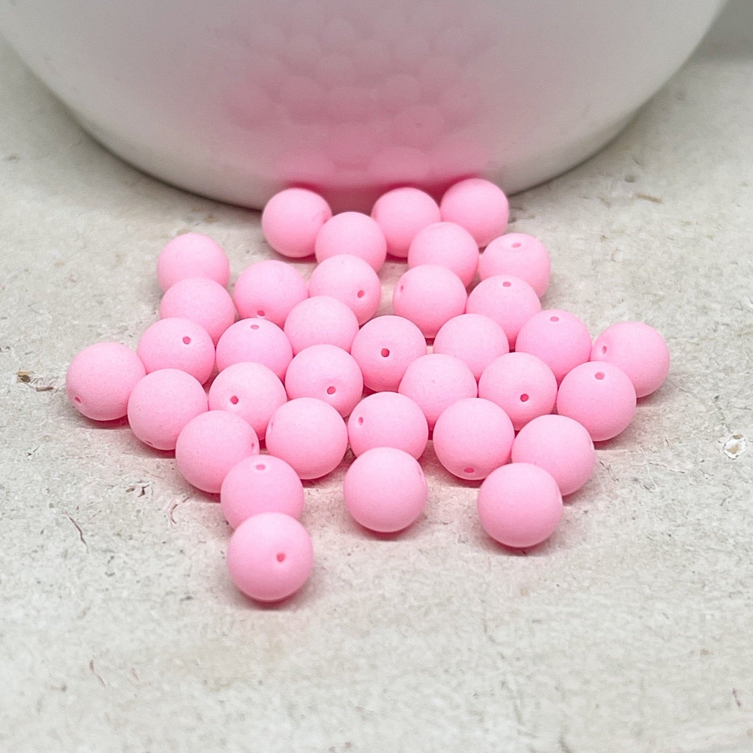 Böhmische Glasperlen in Rosa