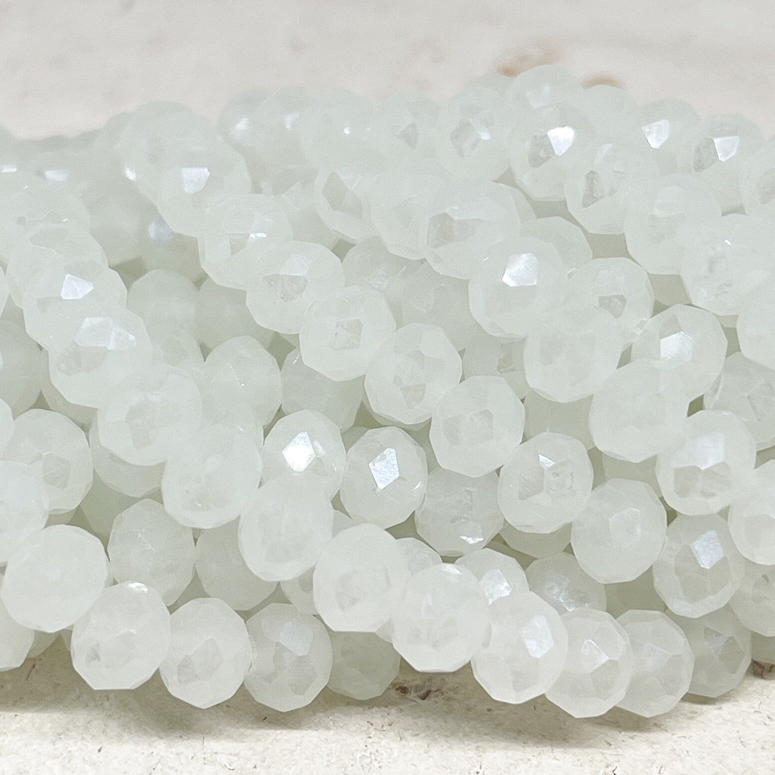 Kristallperlen 10mm, Glasschliffperlen - Weiß