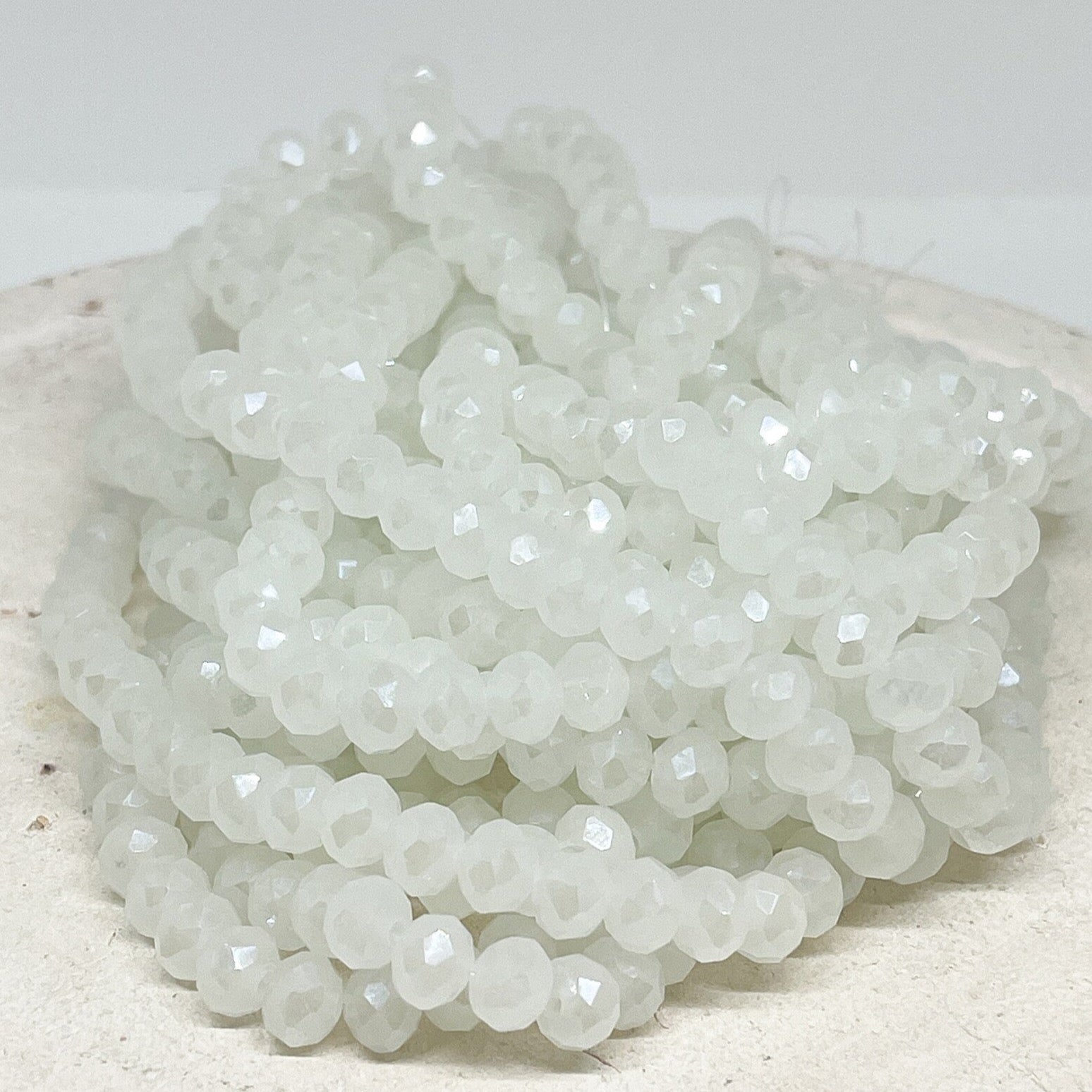 Kristallperlen 10mm, Glasschliffperlen - Weiß